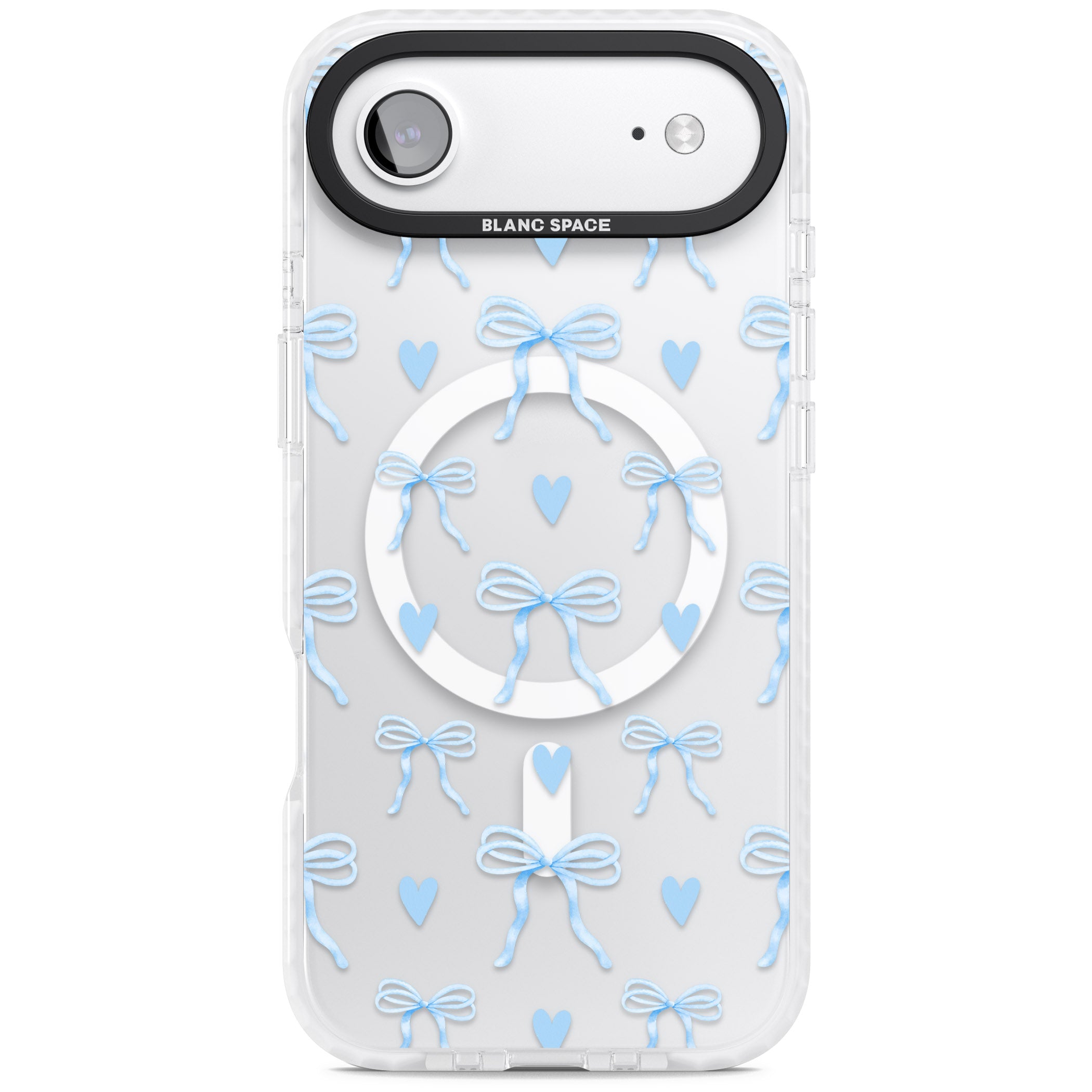 Blue Bows & Hearts iPhone 17 Air Impact Pro Clear Phone Case