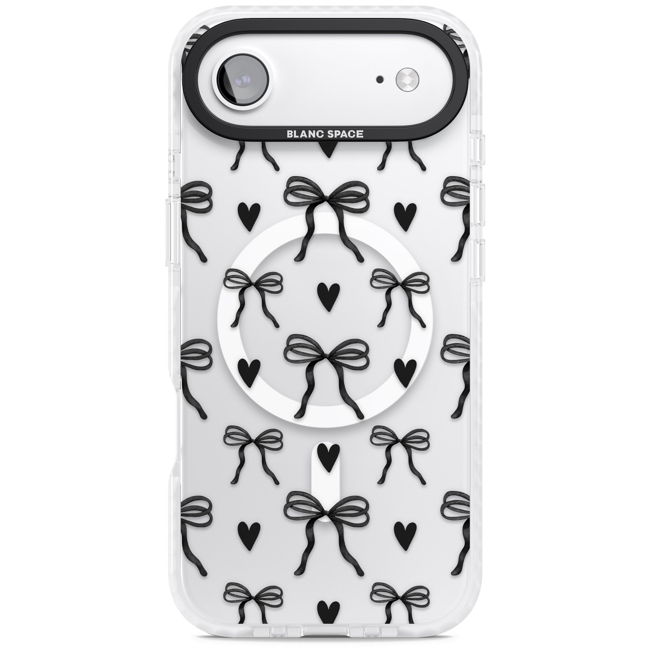 Black Bows & Hearts iPhone 17 Air Impact Pro Clear Phone Case