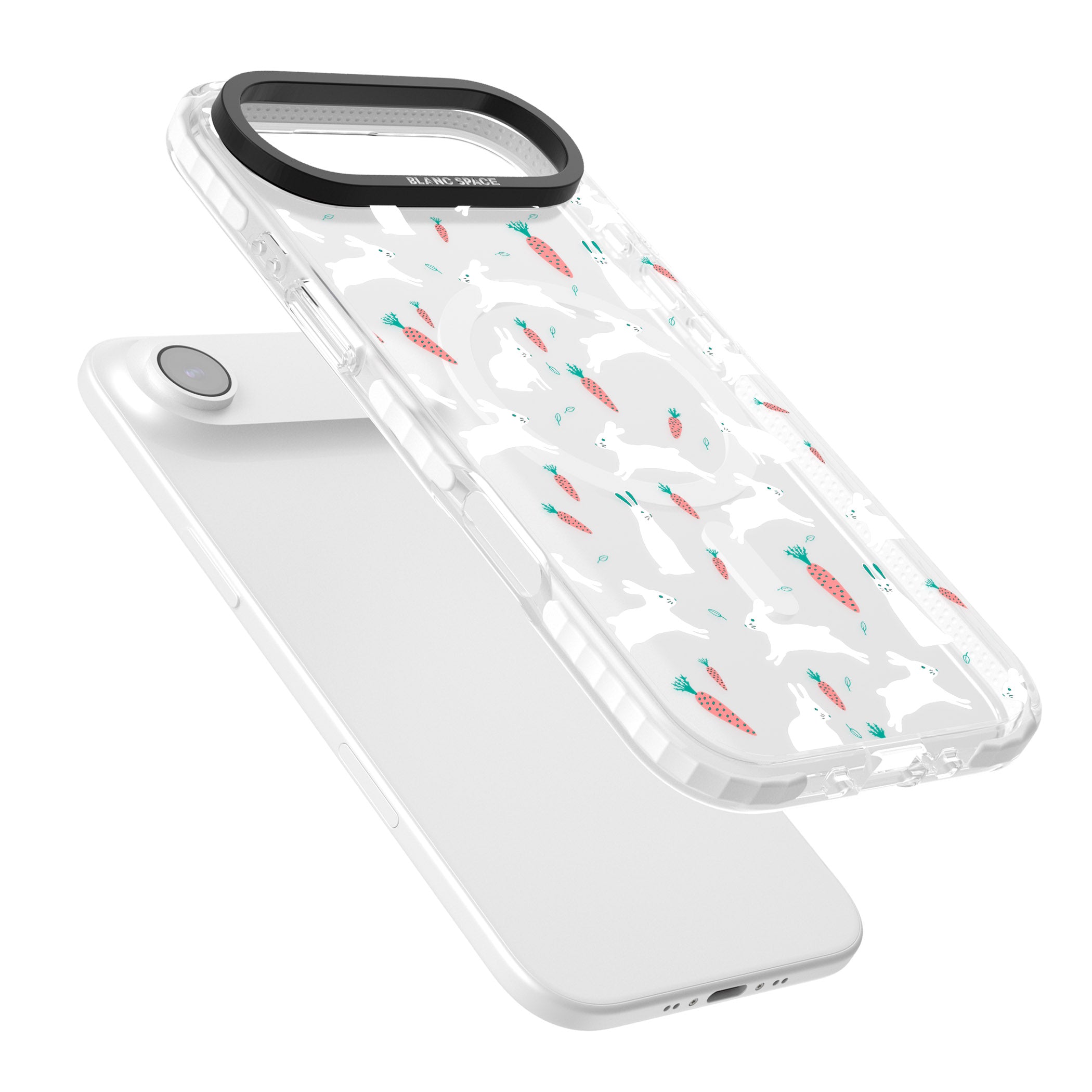 White Bunnies And Carrots iPhone 17 Air Impact Pro Clear Phone Case Colours