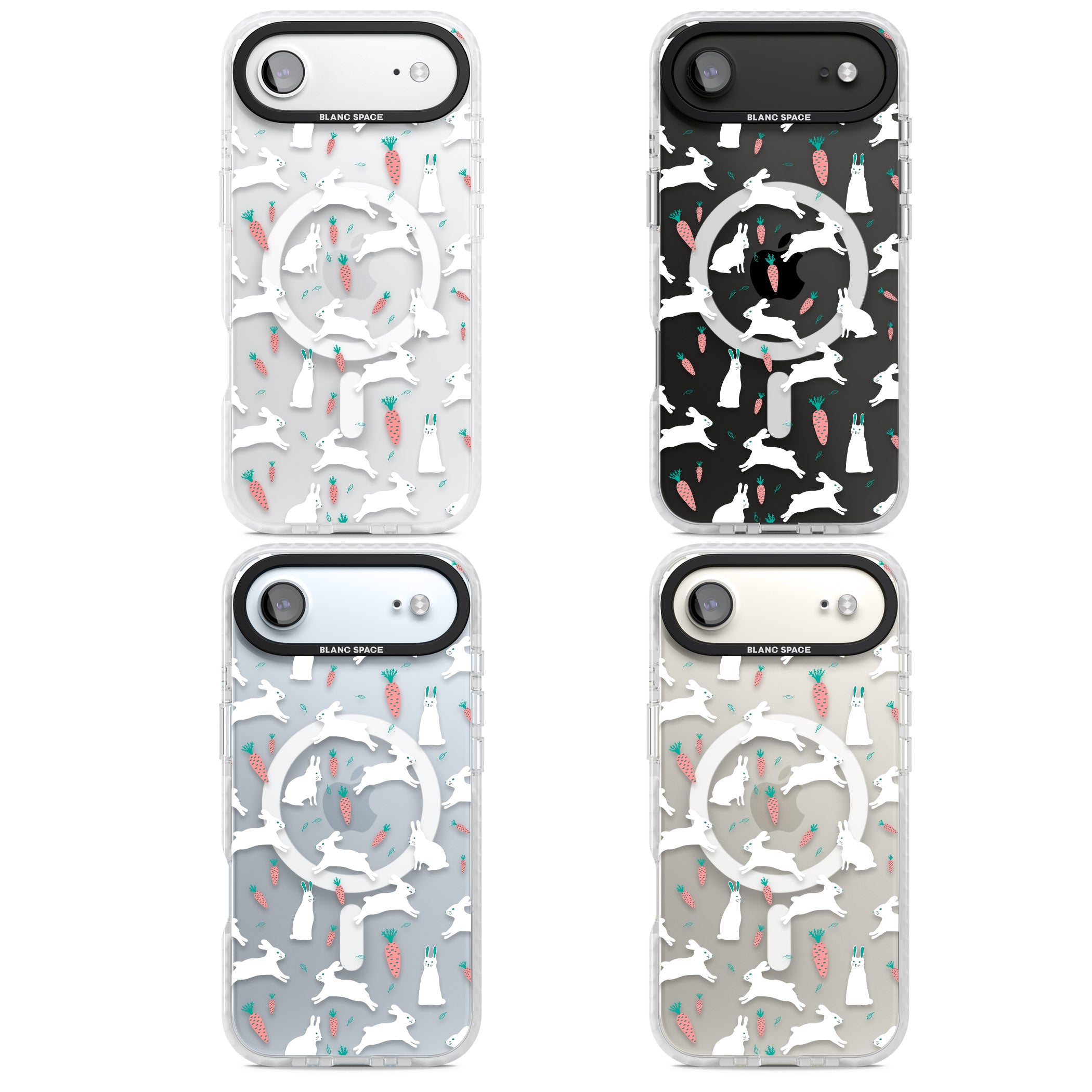 White Bunnies And Carrots iPhone 17 Air Impact Pro Clear Phone Case APT Impact Protection