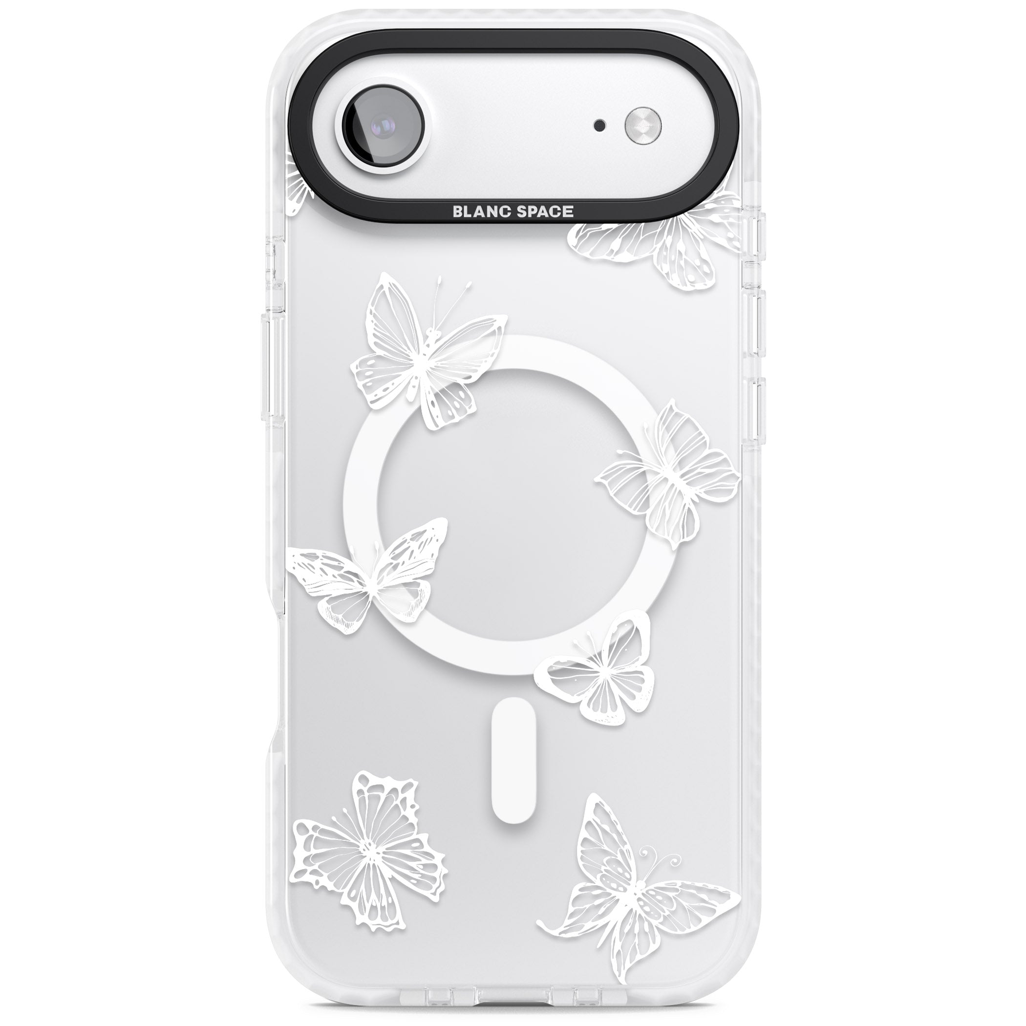 White Butterfly Line Pattern iPhone 17 Air Impact Pro Clear Phone Case