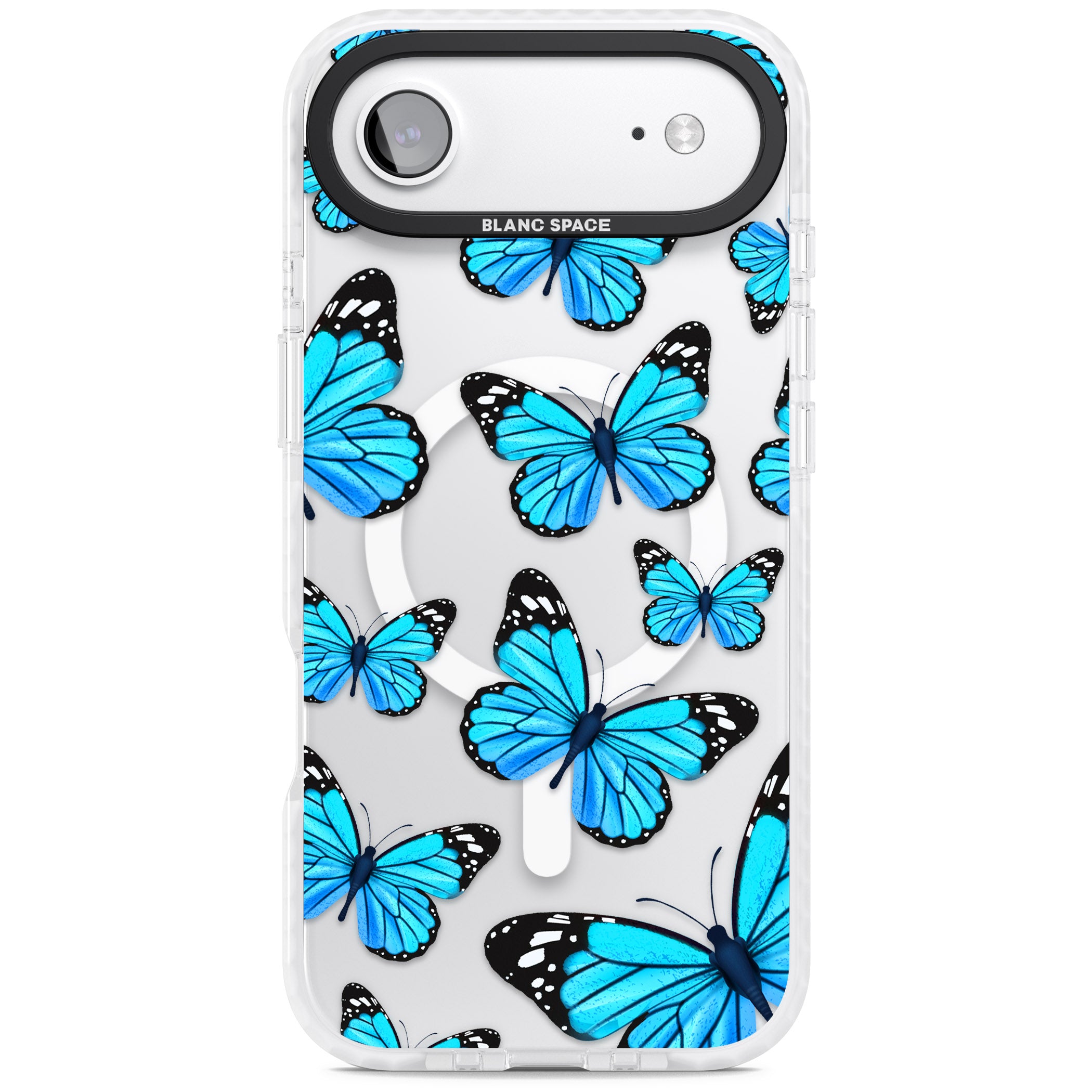 Blue Butterflies iPhone 17 Air Impact Pro Clear Phone Case