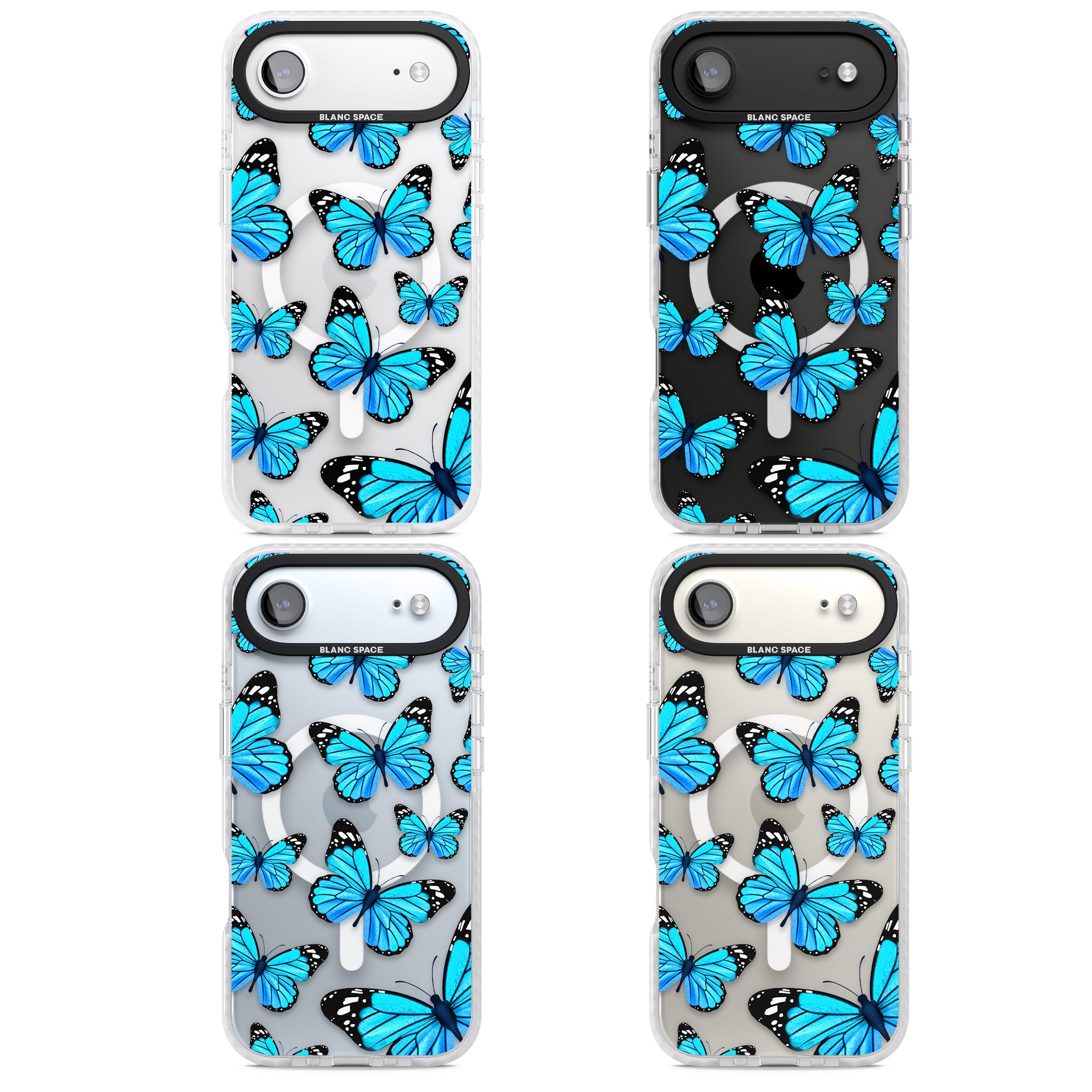 Blue Butterflies iPhone 17 Air Impact Pro Clear Phone Case APT Impact Protection