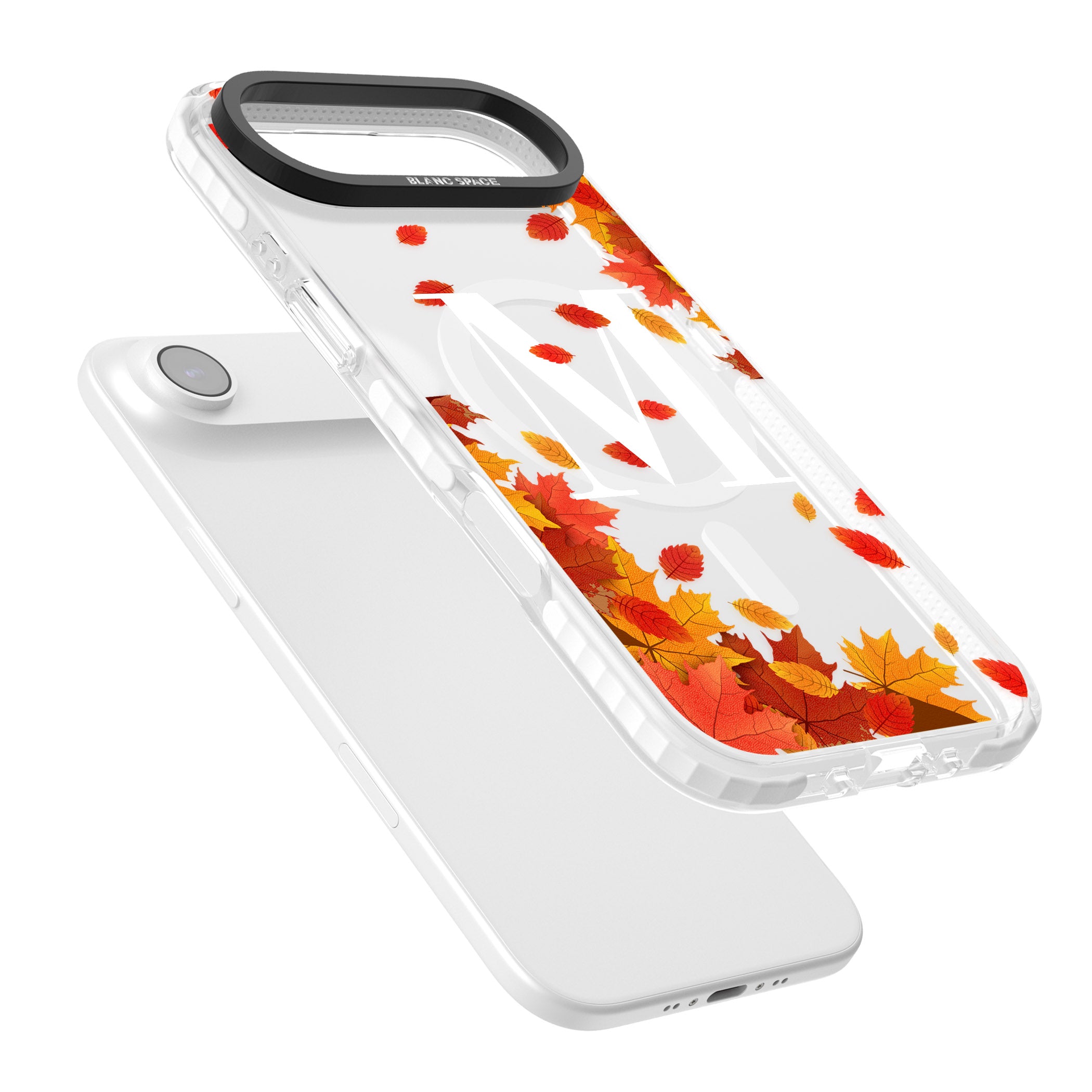 Personalised Autumn Leaves Monogram iPhone 17 Air Impact Pro Clear Phone Case Colours