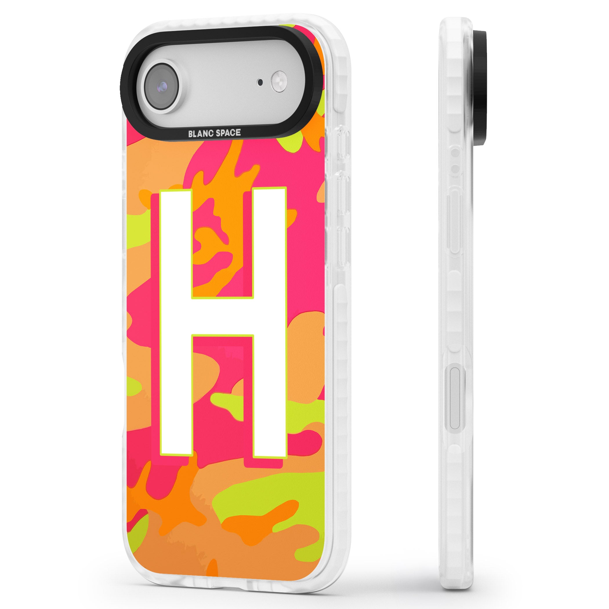 Personalised Neon Camo iPhone 17 Air Impact Pro Clear Phone Case Side Profile