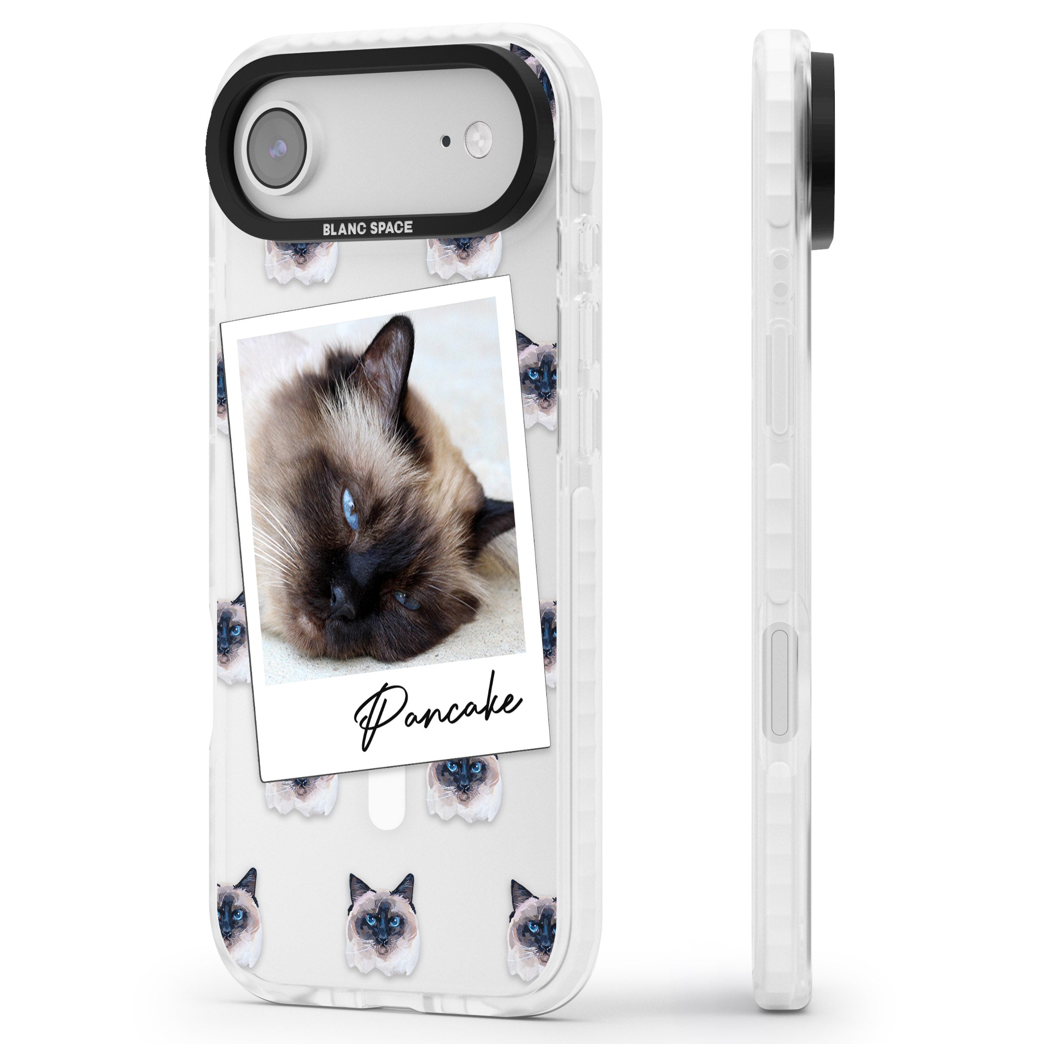 Personalised Burmese Cat Photo iPhone 17 Air Impact Pro Clear Phone Case Side Profile