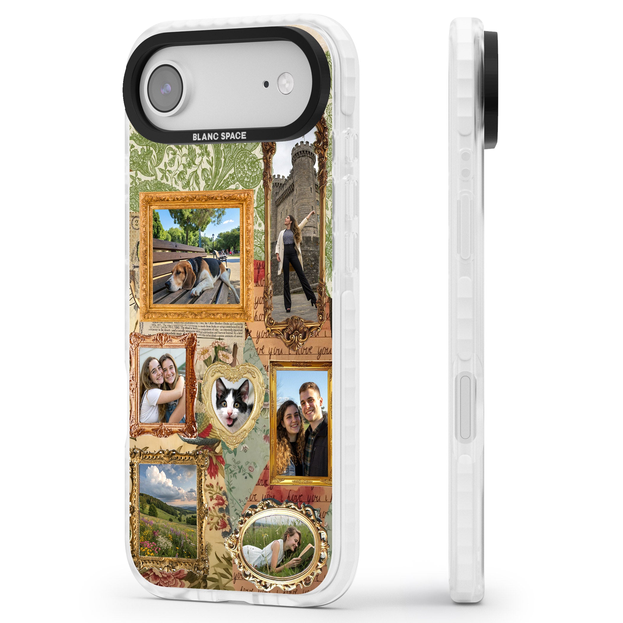Personalised Vintage Frame Collage iPhone 17 Air Impact Pro Clear Phone Case Side Profile