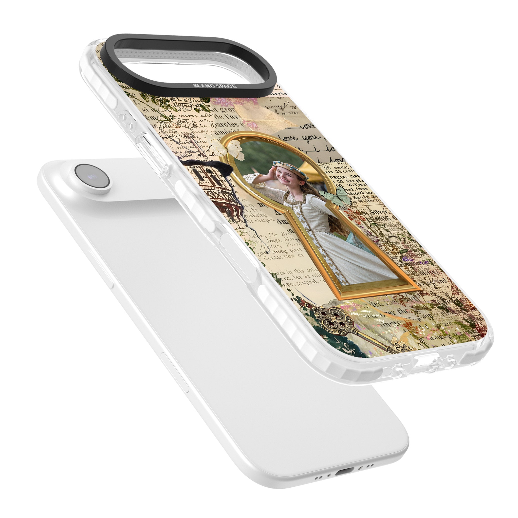 Personalised Bookpage Keyhole Frame iPhone 17 Air Impact Pro Clear Phone Case Colours