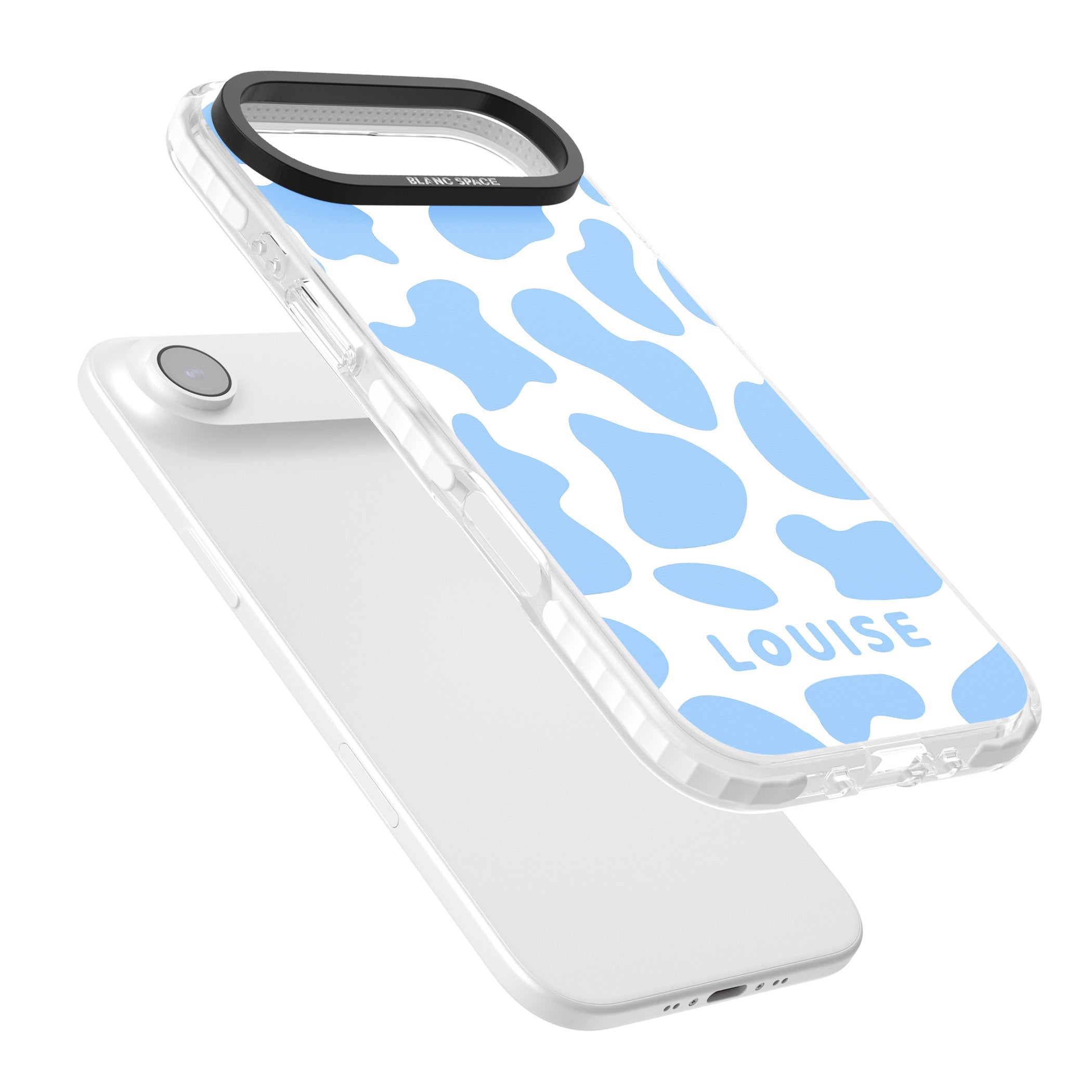 Personalised Blue And White Cow Print iPhone 17 Air Impact Pro Clear Phone Case Colours