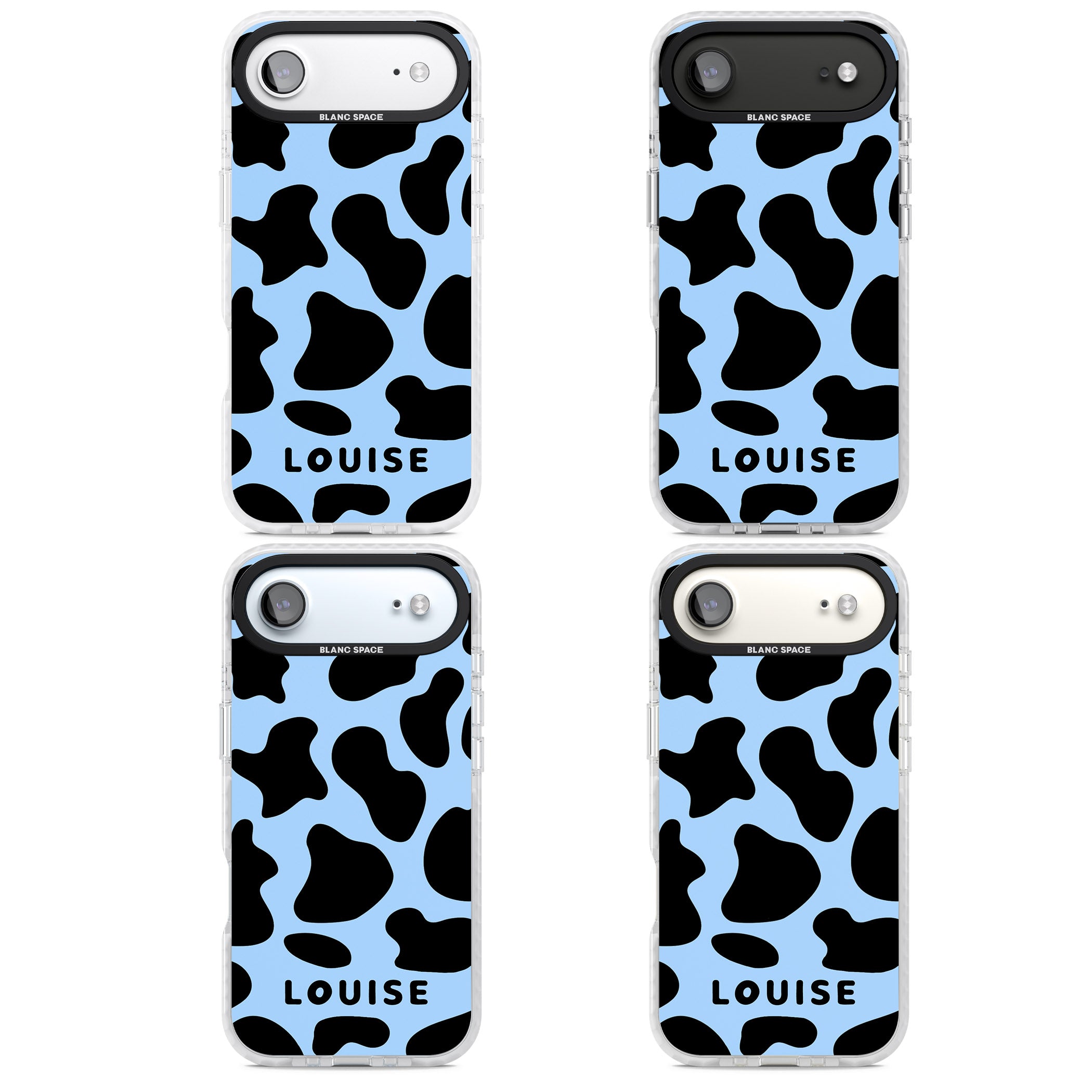 Personalised Blue And Black Cow Print iPhone 17 Air Impact Pro Clear Phone Case APT Impact Protection