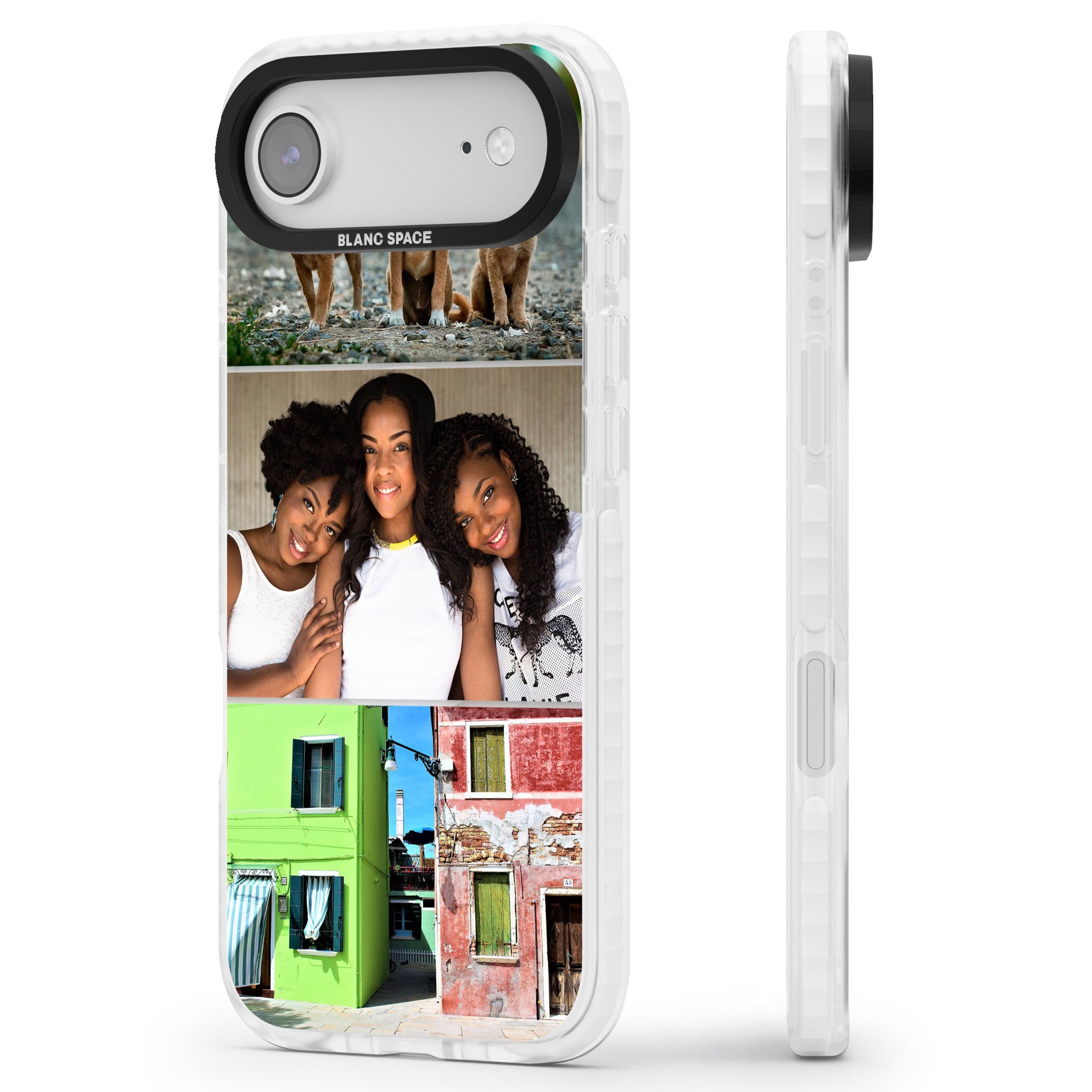 Personalised 3 Photo Grid iPhone 17 Air Impact Pro Clear Phone Case Side Profile