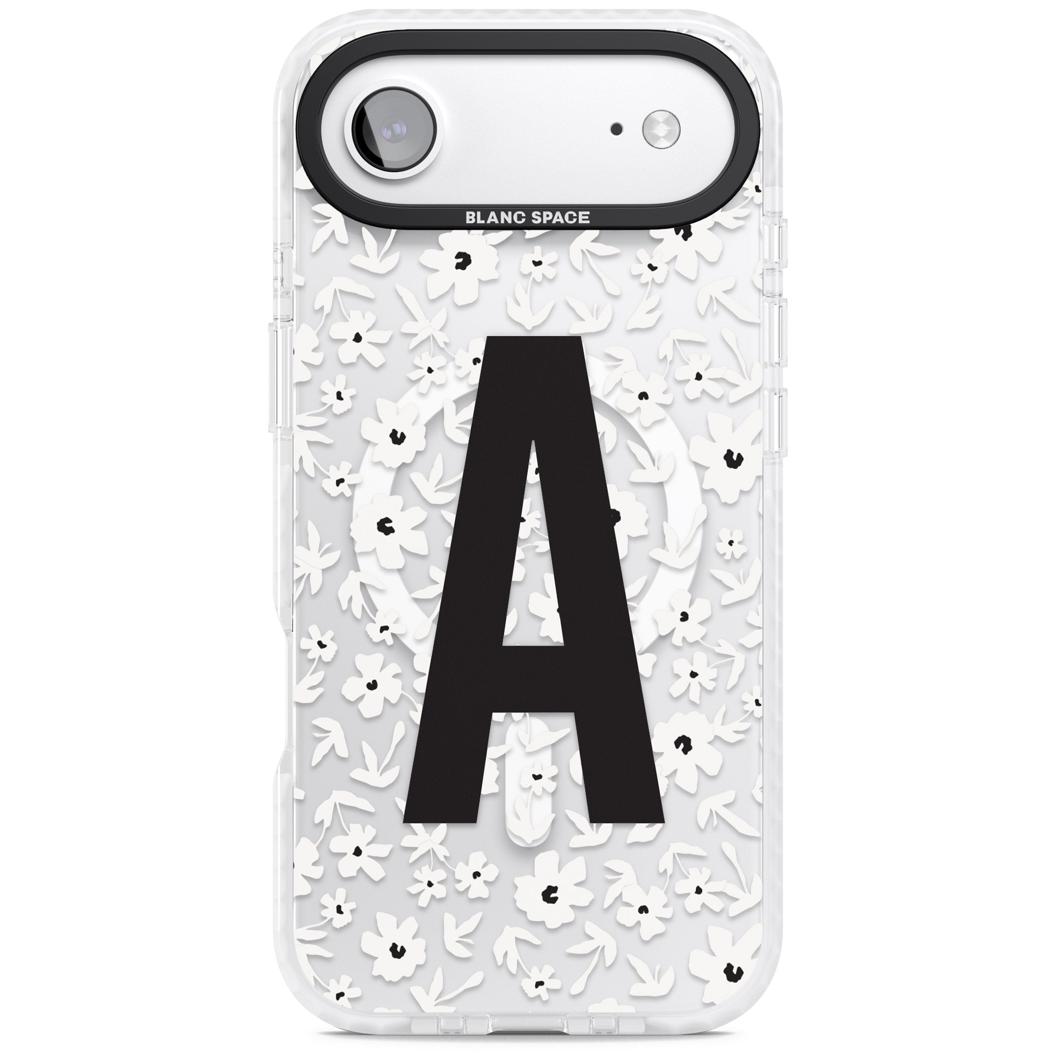 Personalised Bold Initial Floral iPhone 17 Air Impact Pro Clear Phone Case