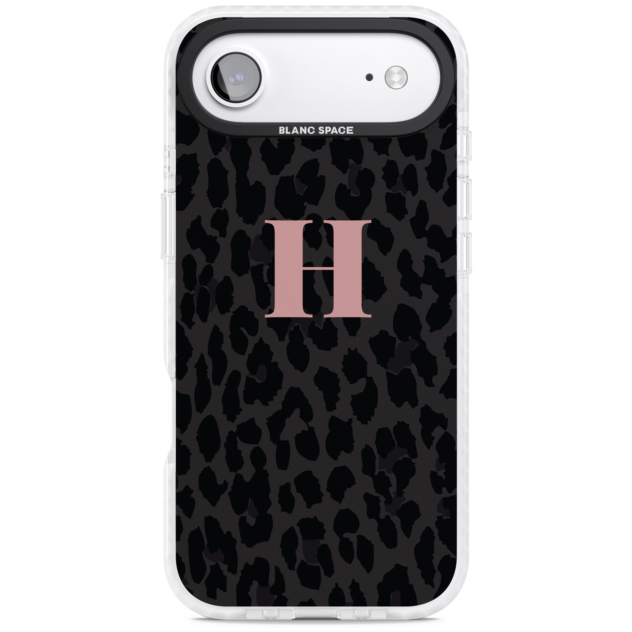 Personalised Pink Leopard Monogram iPhone 17 Air Impact Pro Clear Phone Case