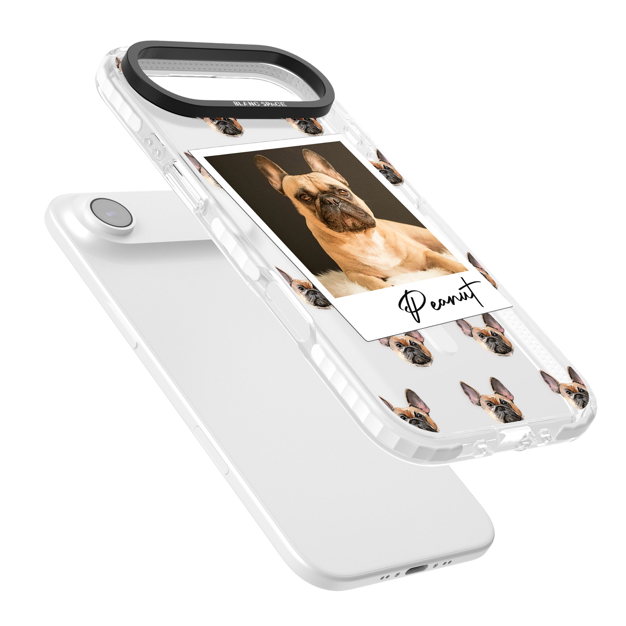 Personalised Tan French Bulldog Instant Camera Photo iPhone 17 Air Impact Pro Clear Phone Case Colours