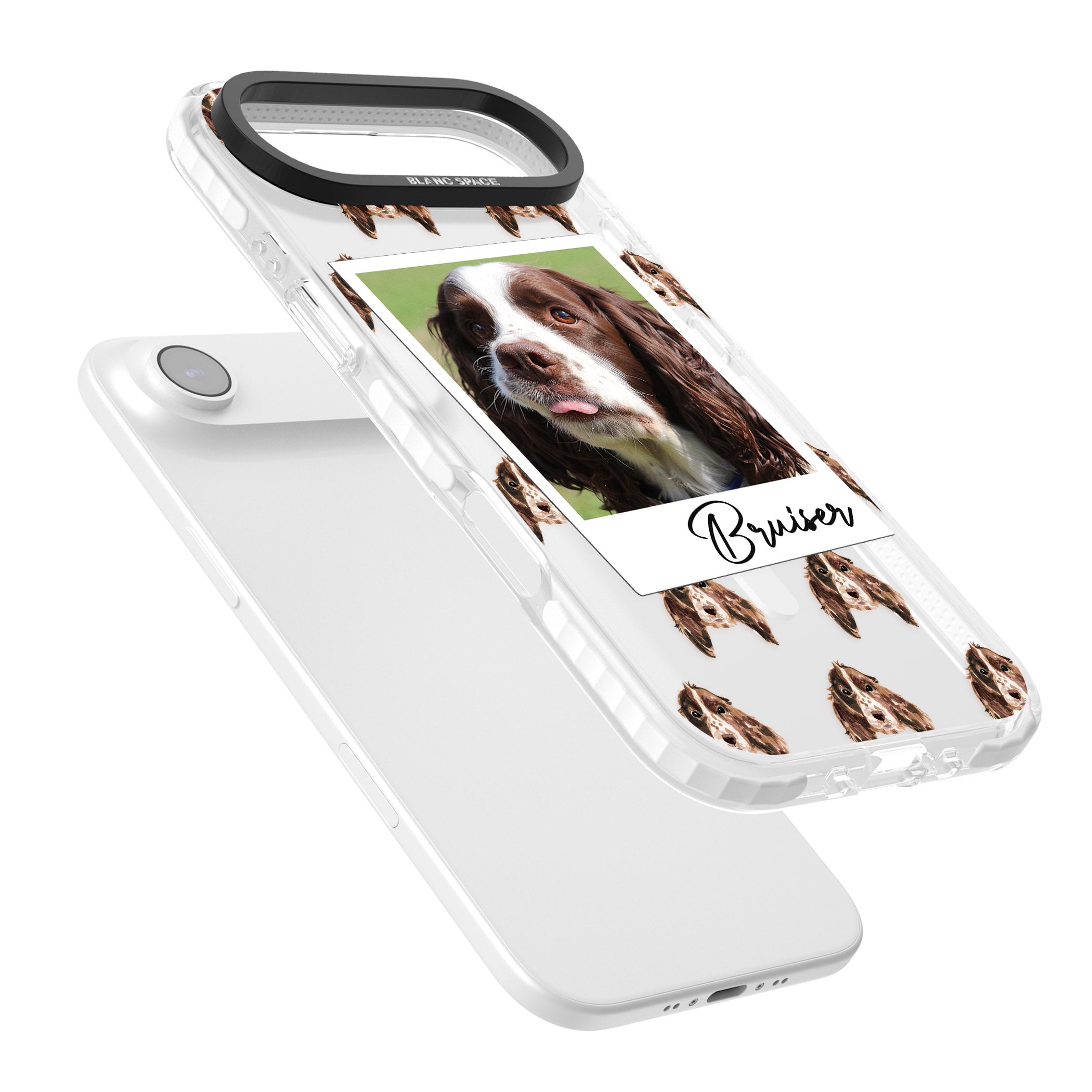 Personalised Springer Spaniel Instant Camera Photo iPhone 17 Air Impact Pro Clear Phone Case Colours