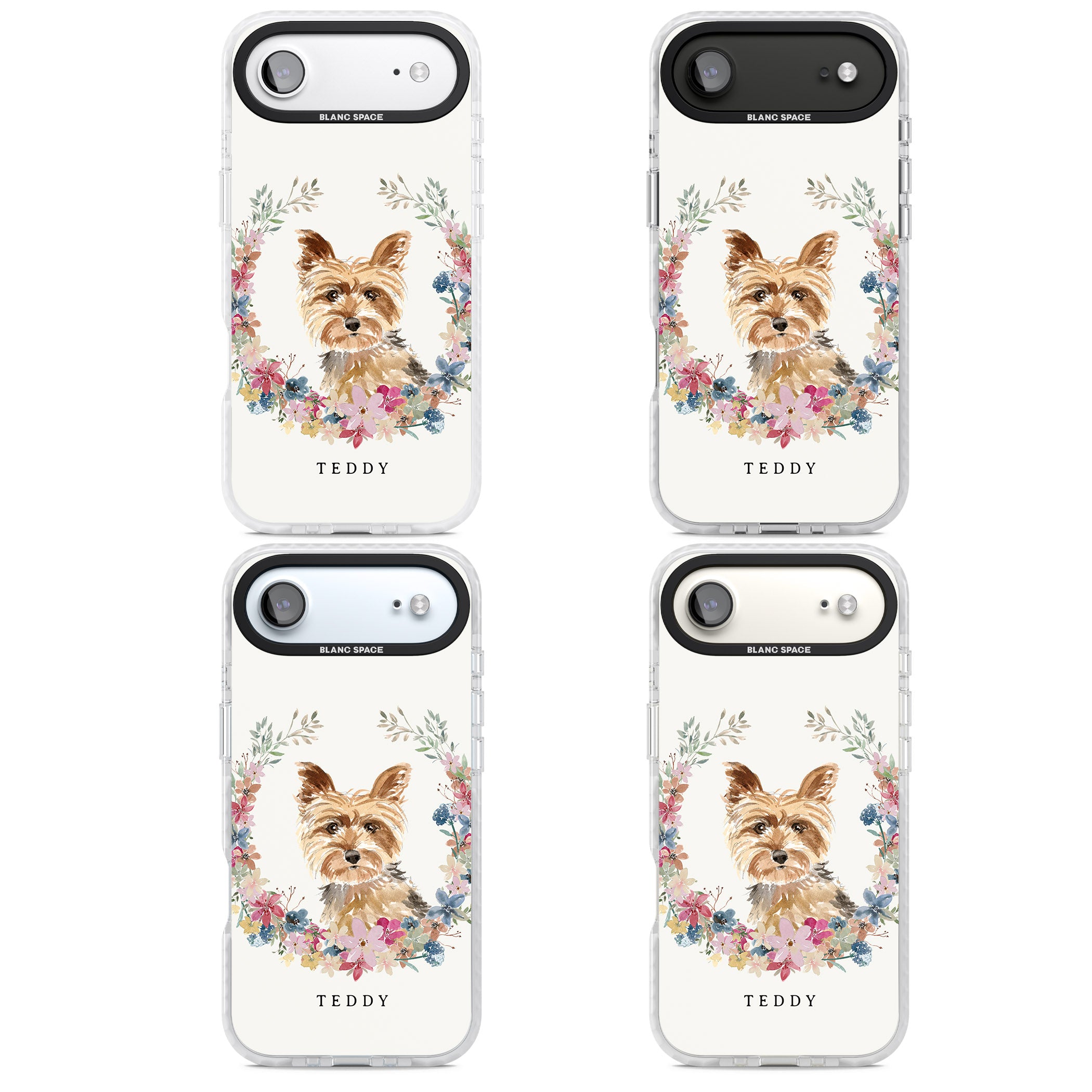 Personalised Yorkshire Terrier Floral Portrait iPhone 17 Air Impact Pro Clear Phone Case APT Impact Protection