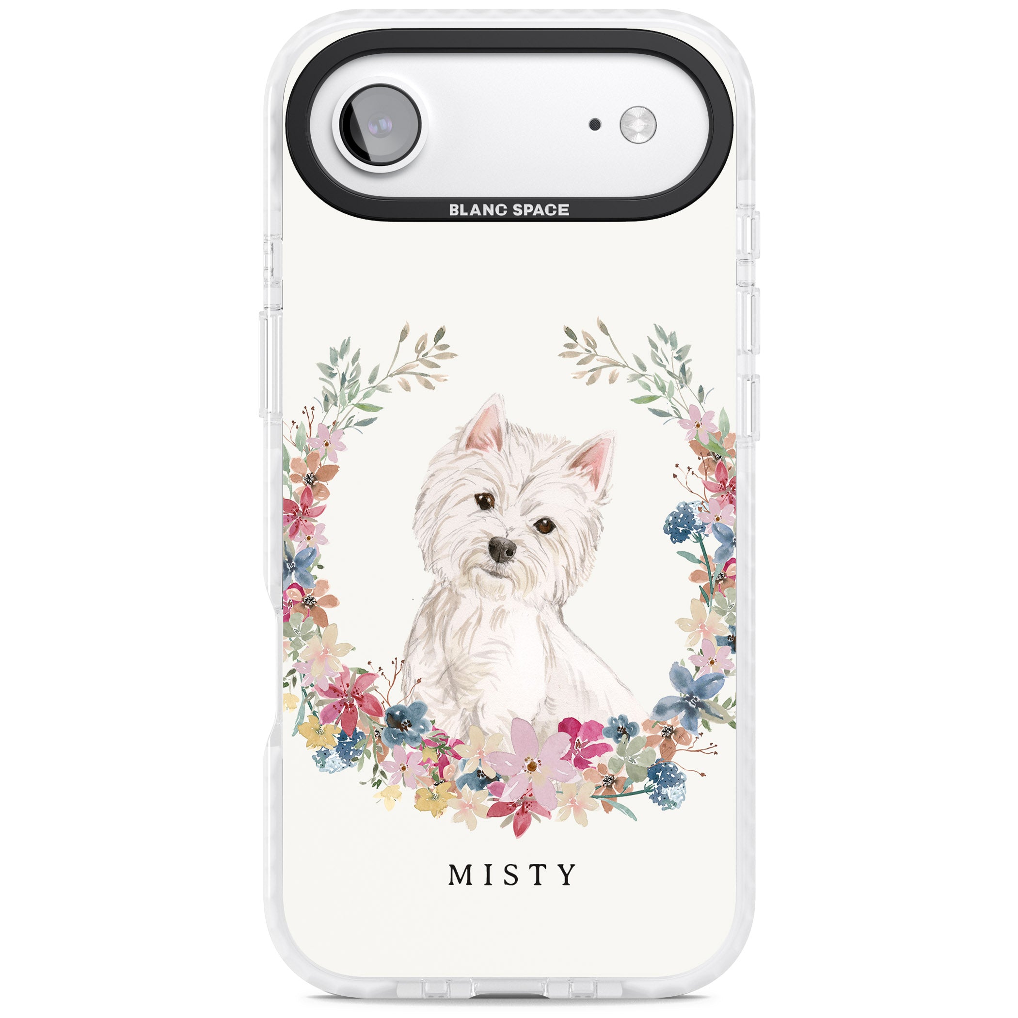 Personalised Westie Floral Portrait iPhone 17 Air Impact Pro Clear Phone Case