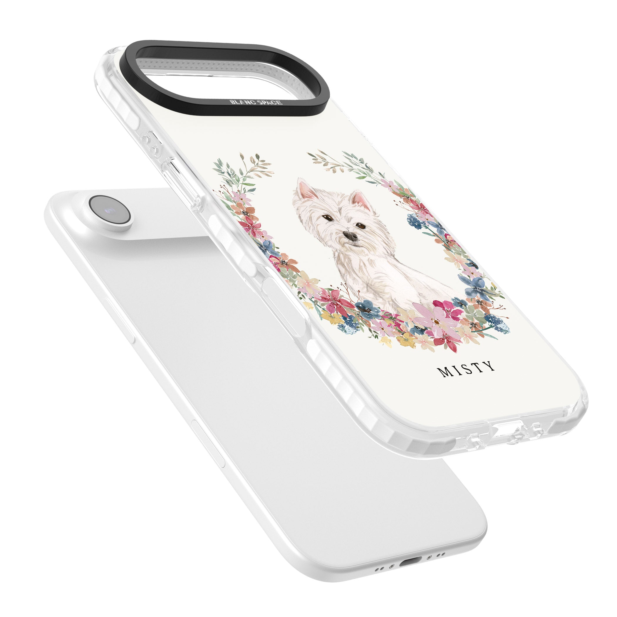 Personalised Westie Floral Portrait iPhone 17 Air Impact Pro Clear Phone Case Colours