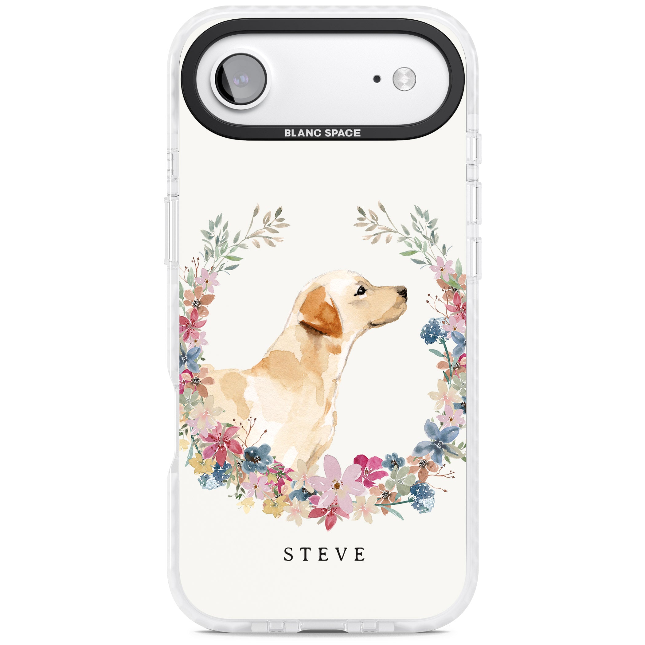 Personalised Yellow Labrador Floral Portrait iPhone 17 Air Impact Pro Clear Phone Case