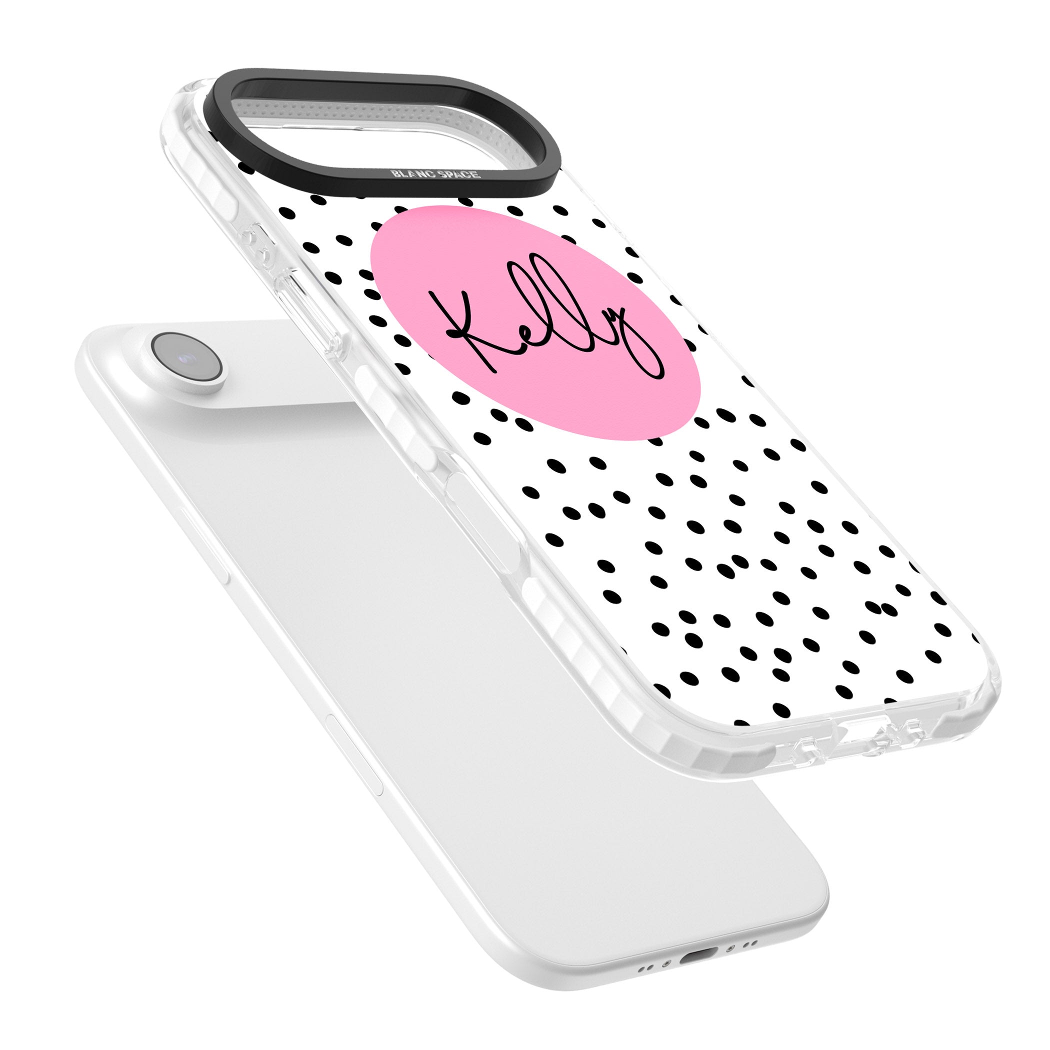 Personalised Pink Circle & Dots iPhone 17 Air Impact Pro Clear Phone Case Colours