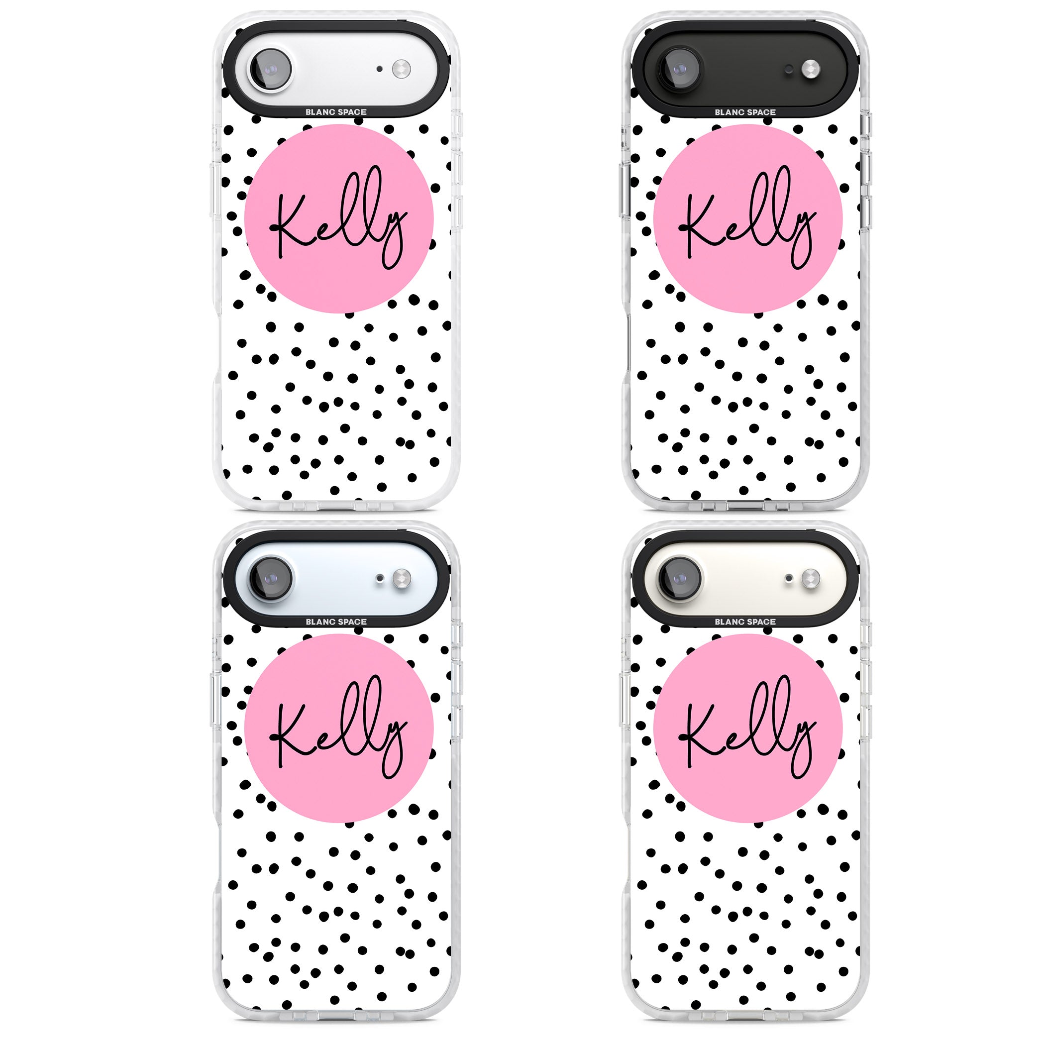 Personalised Pink Circle & Dots iPhone 17 Air Impact Pro Clear Phone Case APT Impact Protection