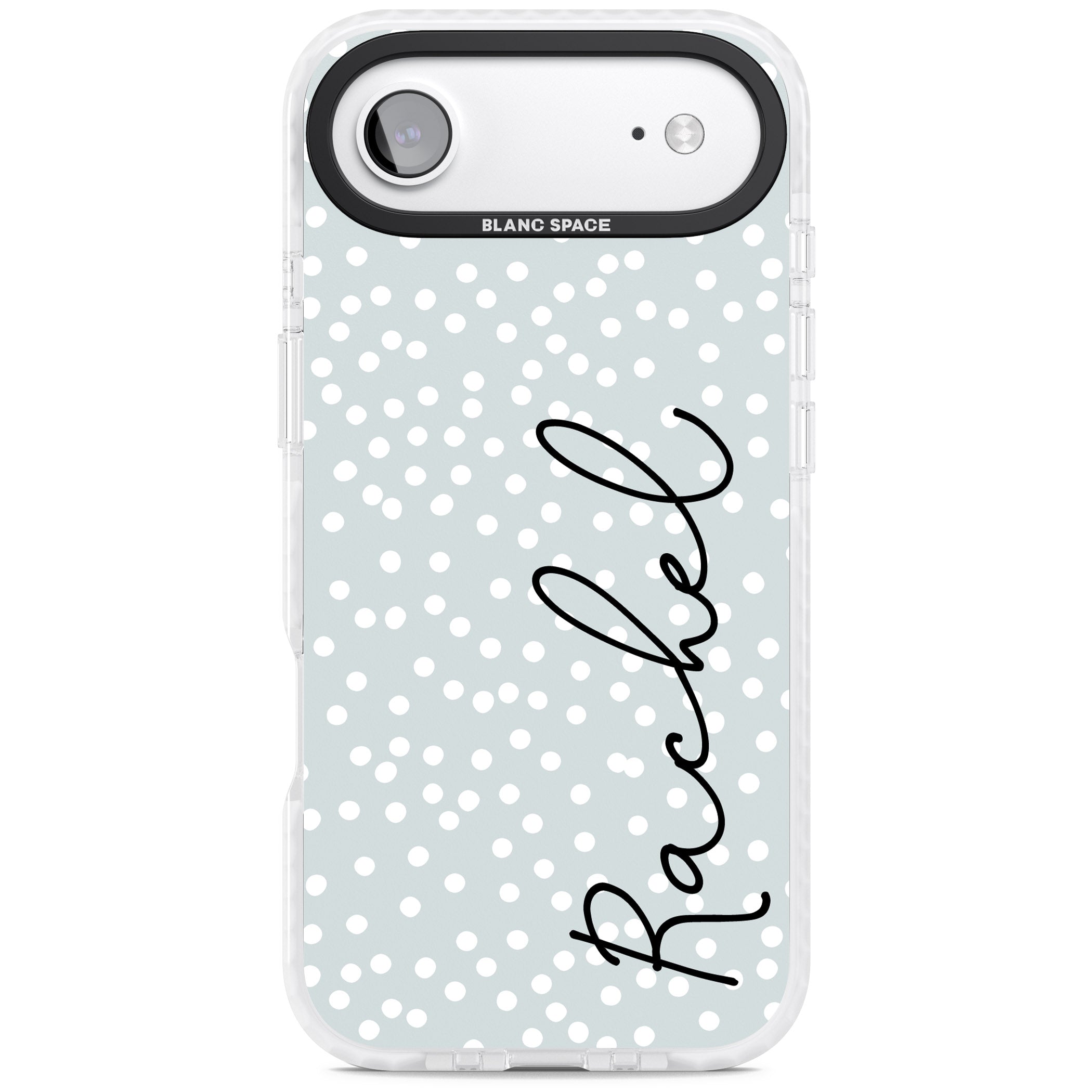 Personalised Vertical Cursive & Dots iPhone 17 Air Impact Pro Clear Phone Case