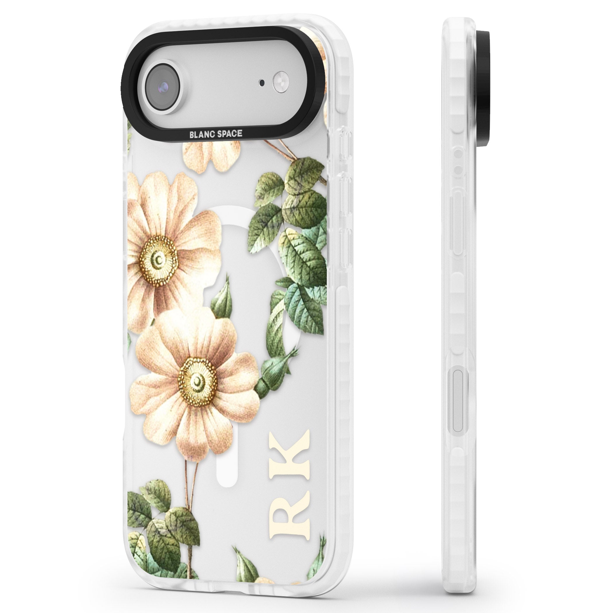 Personalised Vintage Floral Anemone iPhone 17 Air Impact Pro Clear Phone Case Side Profile