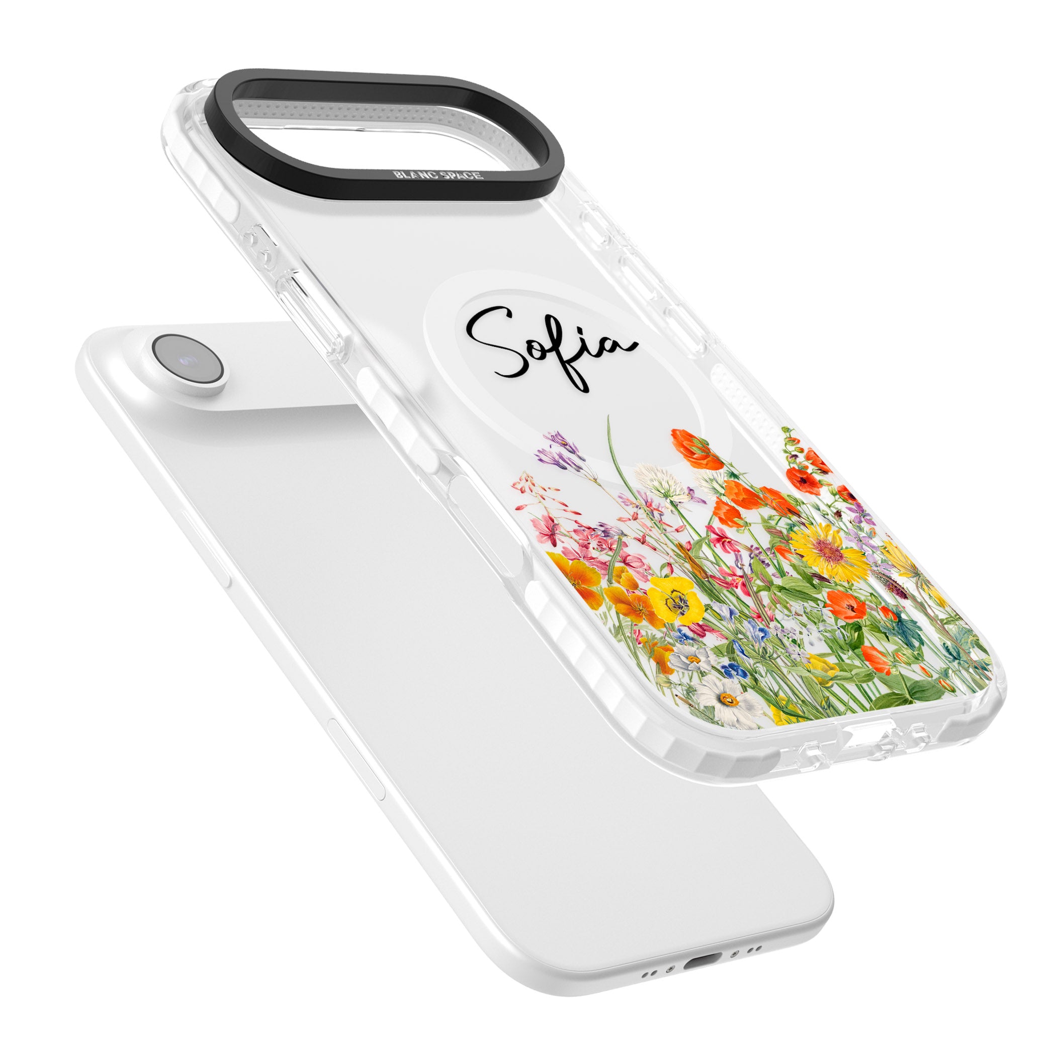 Personalised Summer Wildflowers iPhone 17 Air Impact Pro Clear Phone Case Colours