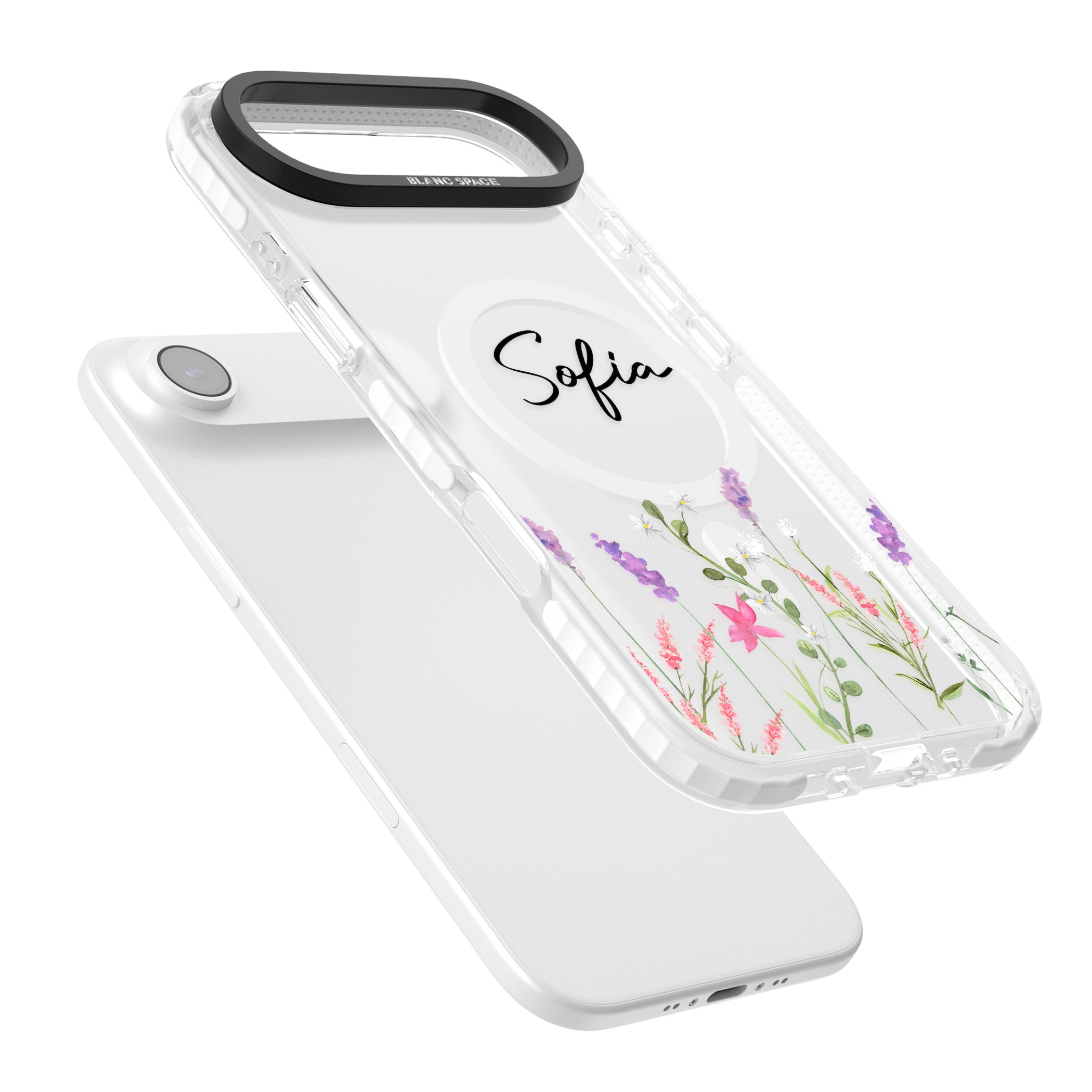 Personalised Lavender Wildflowers iPhone 17 Air Impact Pro Clear Phone Case Colours