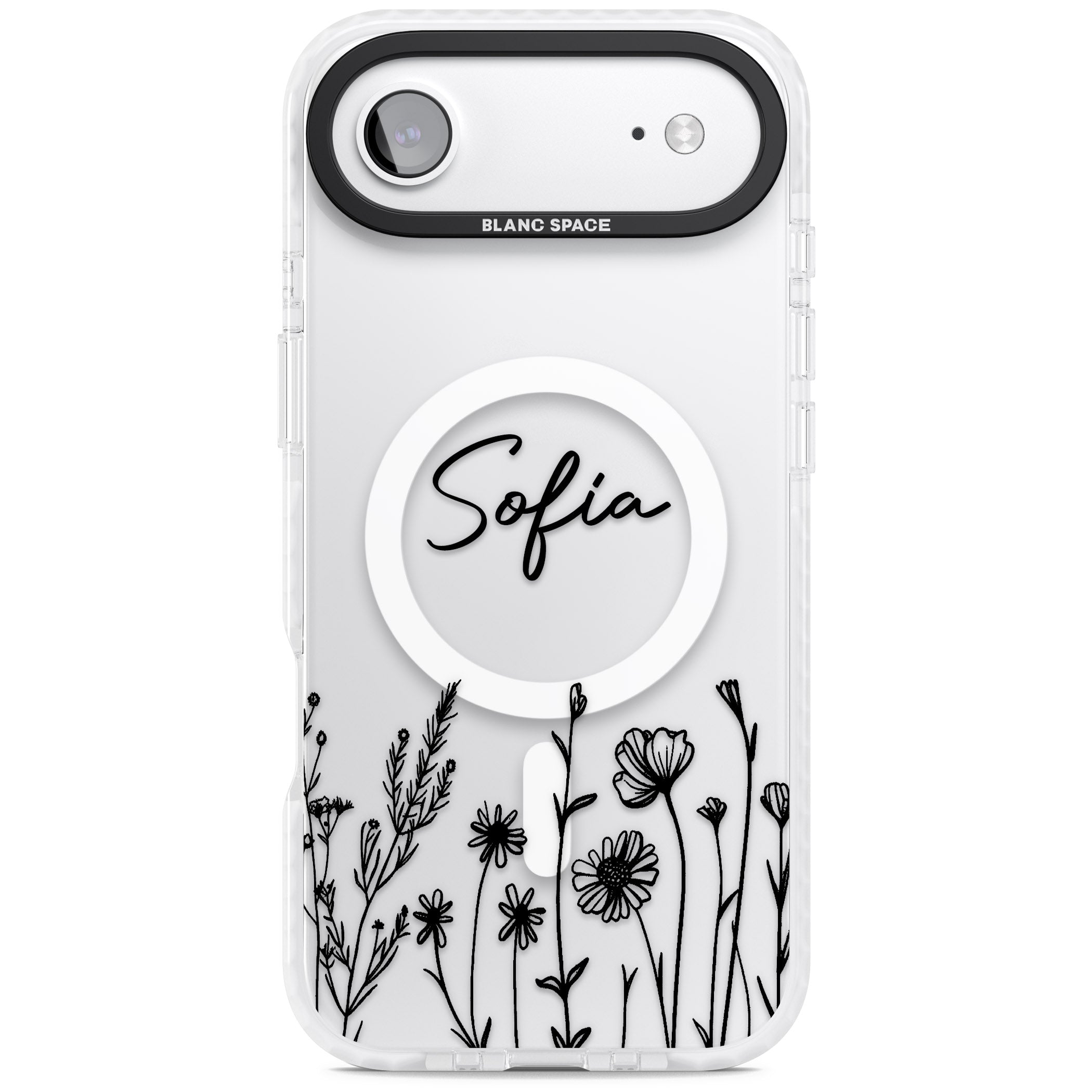 Personalised Black Wildflowers iPhone 17 Air Impact Pro Clear Phone Case