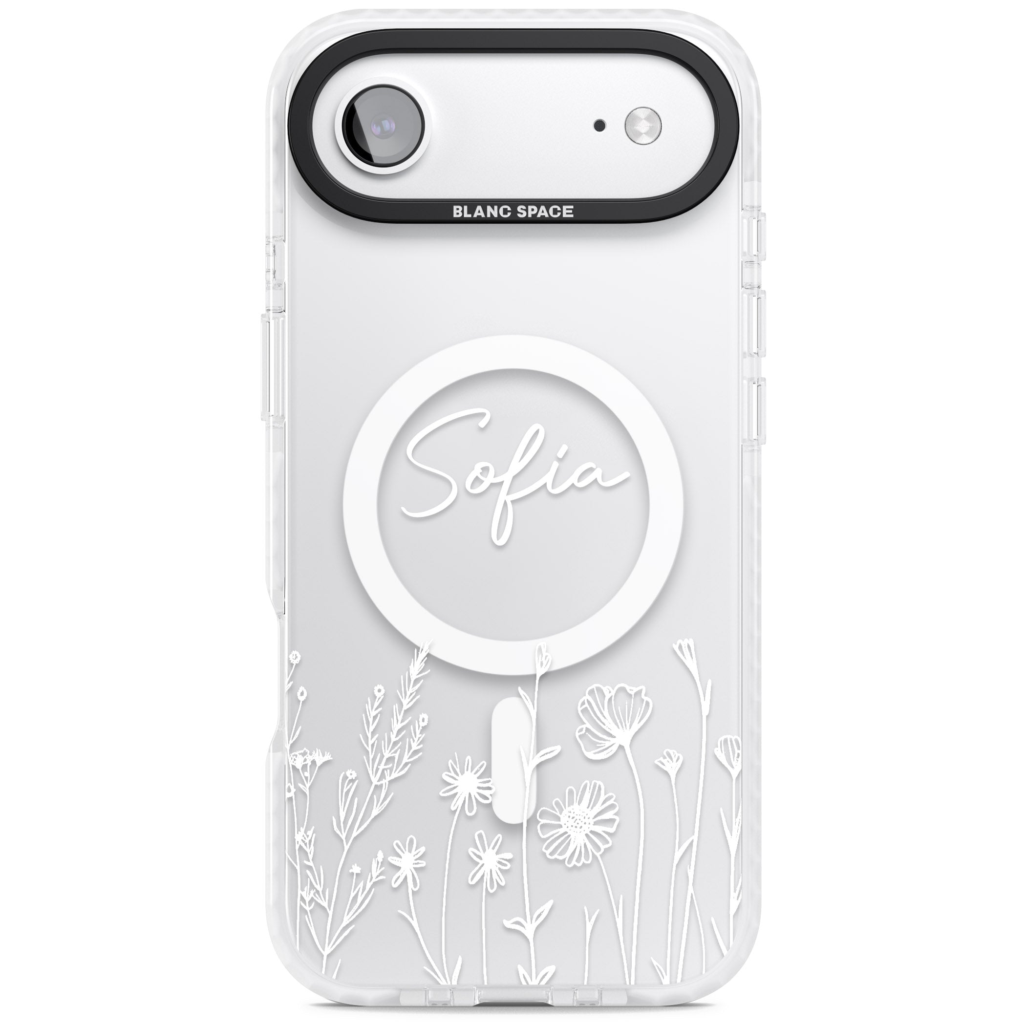 Personalised White Wildflowers iPhone 17 Air Impact Pro Clear Phone Case