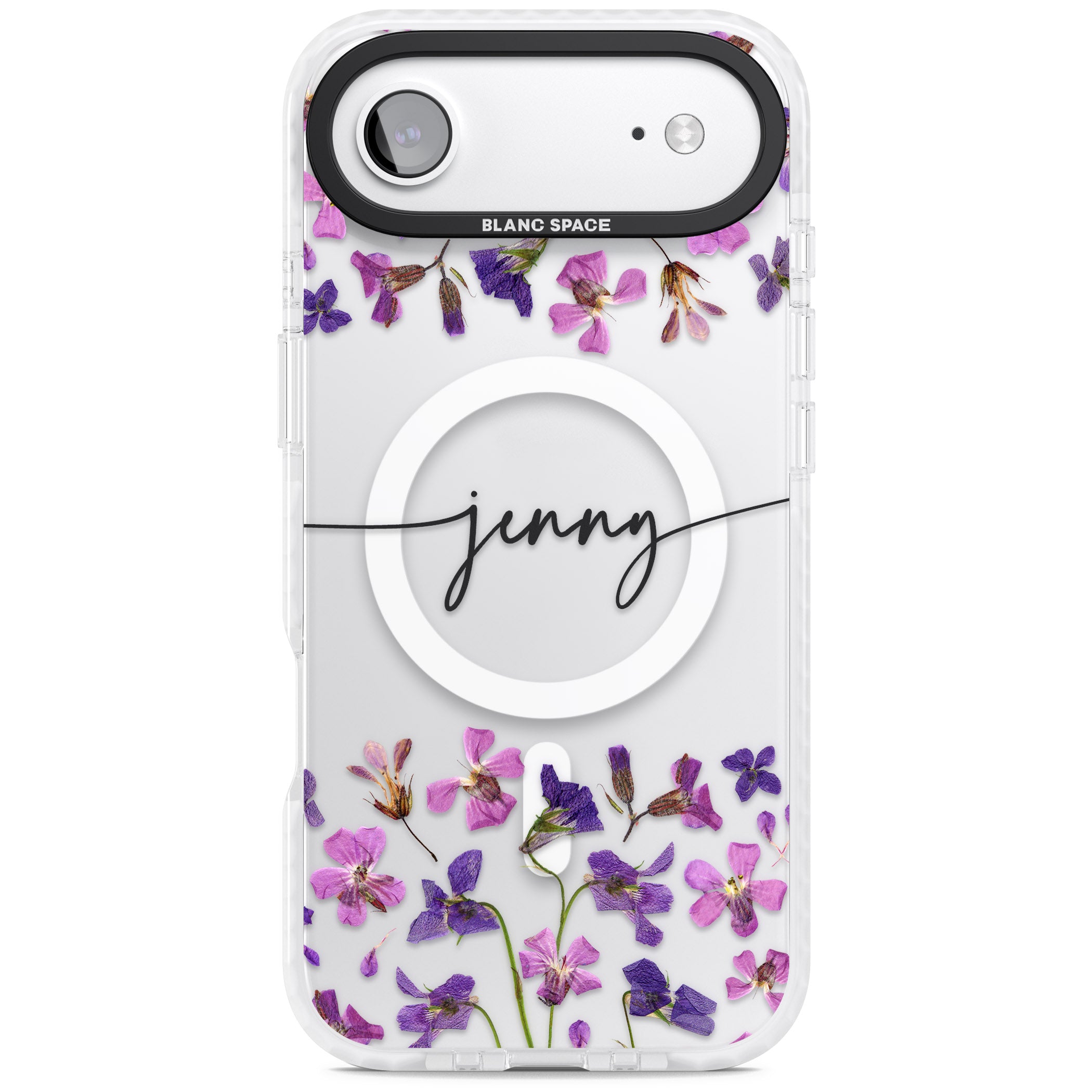 Personalised Purple Violets iPhone 17 Air Impact Pro Clear Phone Case