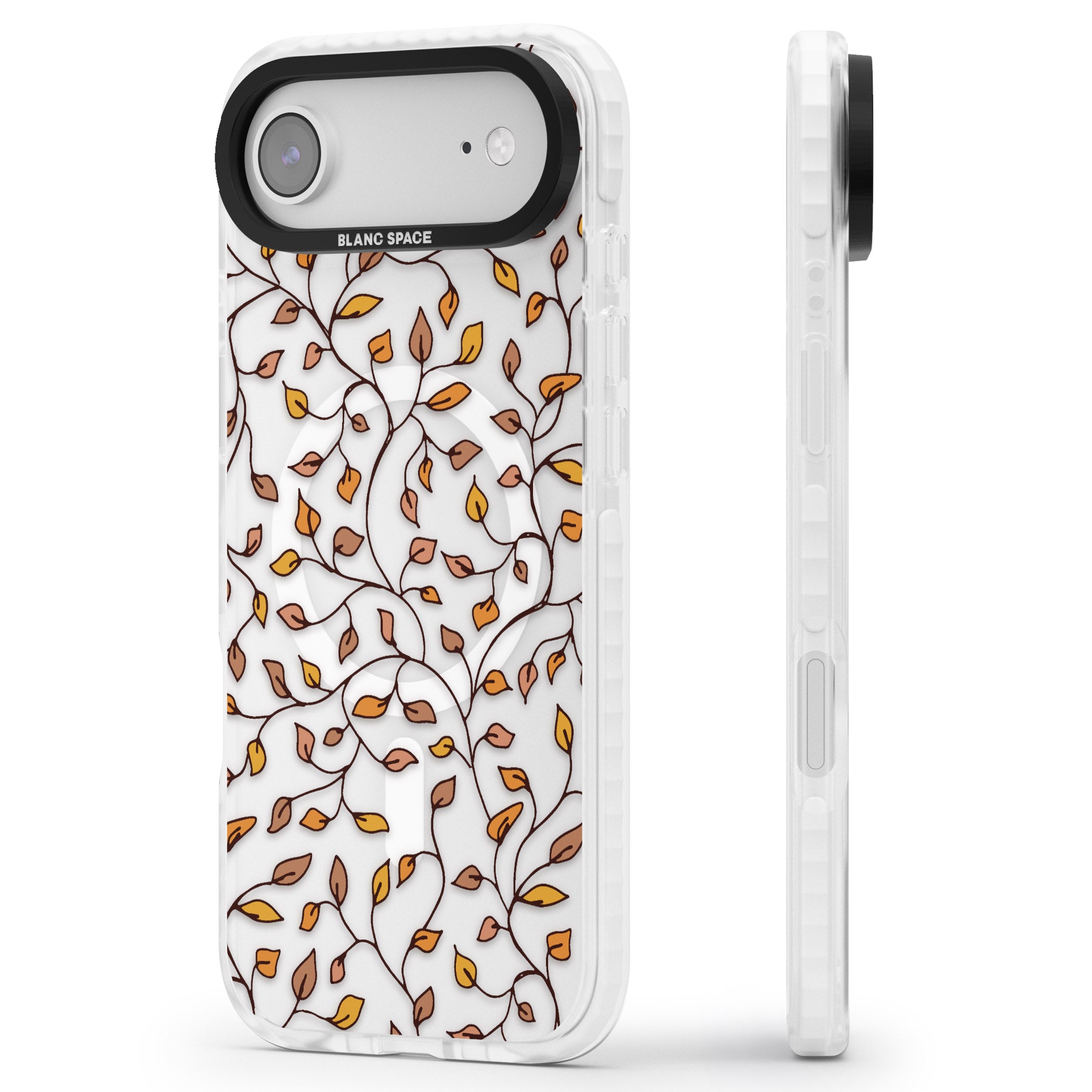 Personalised Autumn Leaves Pattern iPhone 17 Air Impact Pro Clear Phone Case Side Profile
