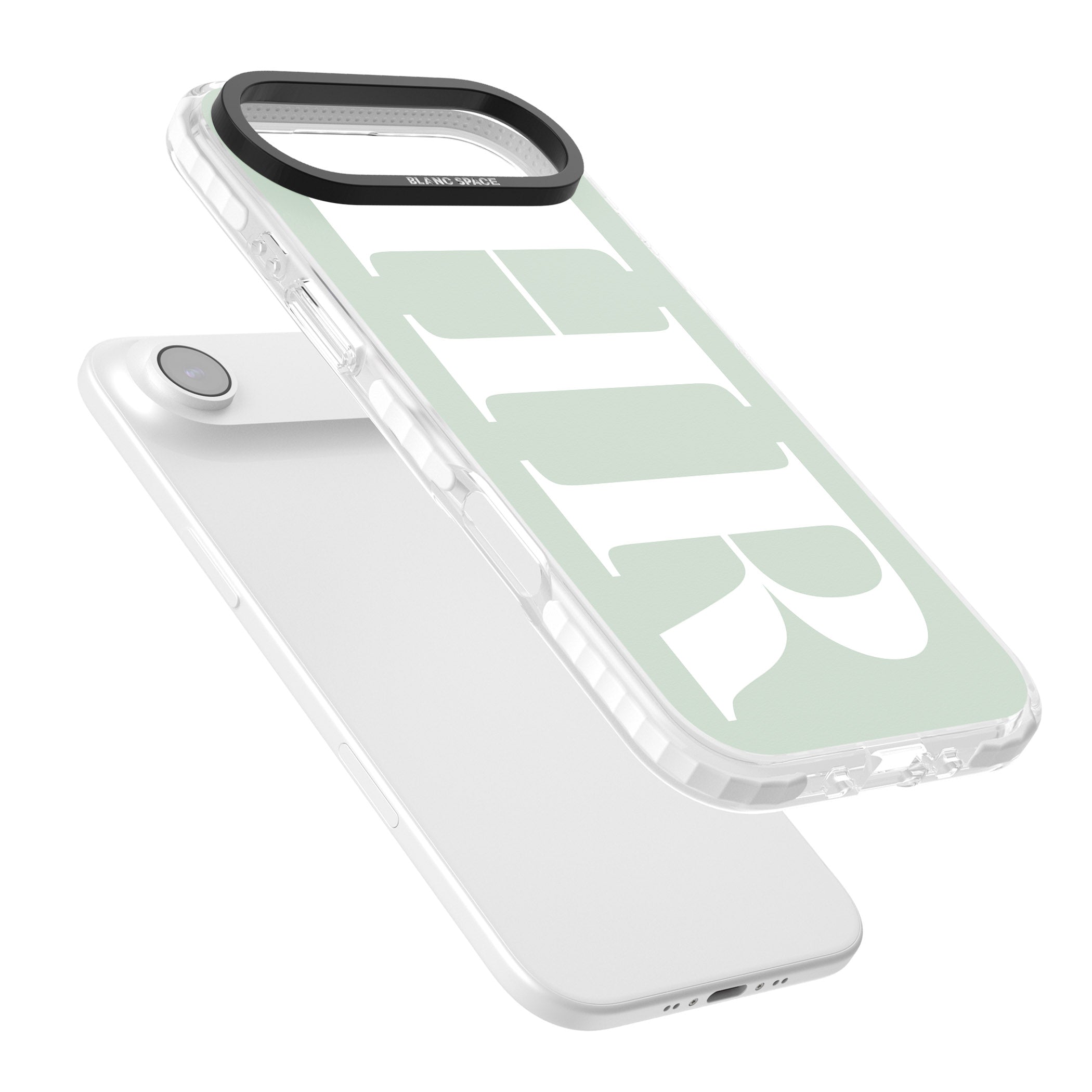 Personalised White & Seafoam Green Letters iPhone 17 Air Impact Pro Clear Phone Case Colours