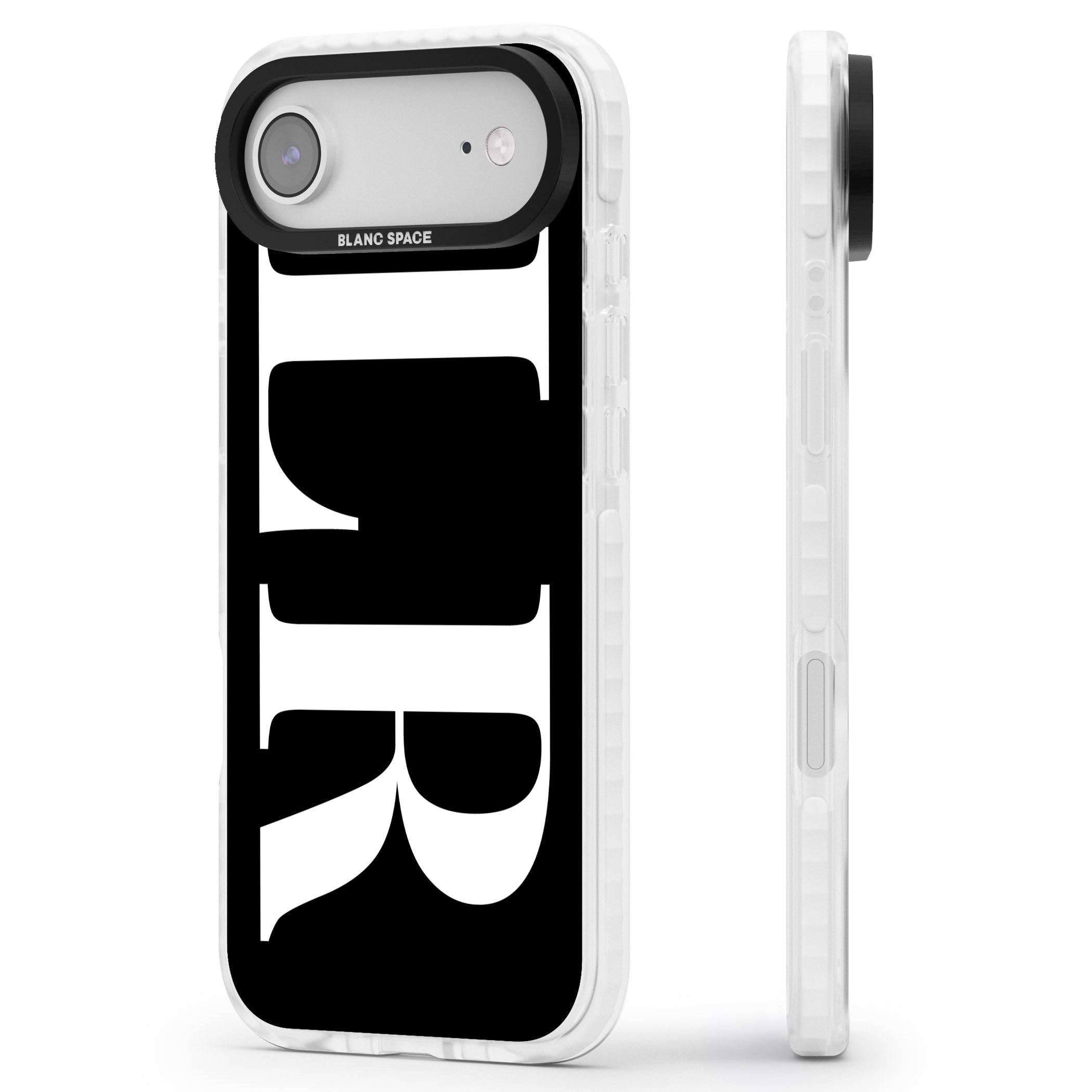 Personalised White & Black Letters iPhone 17 Air Impact Pro Clear Phone Case Side Profile