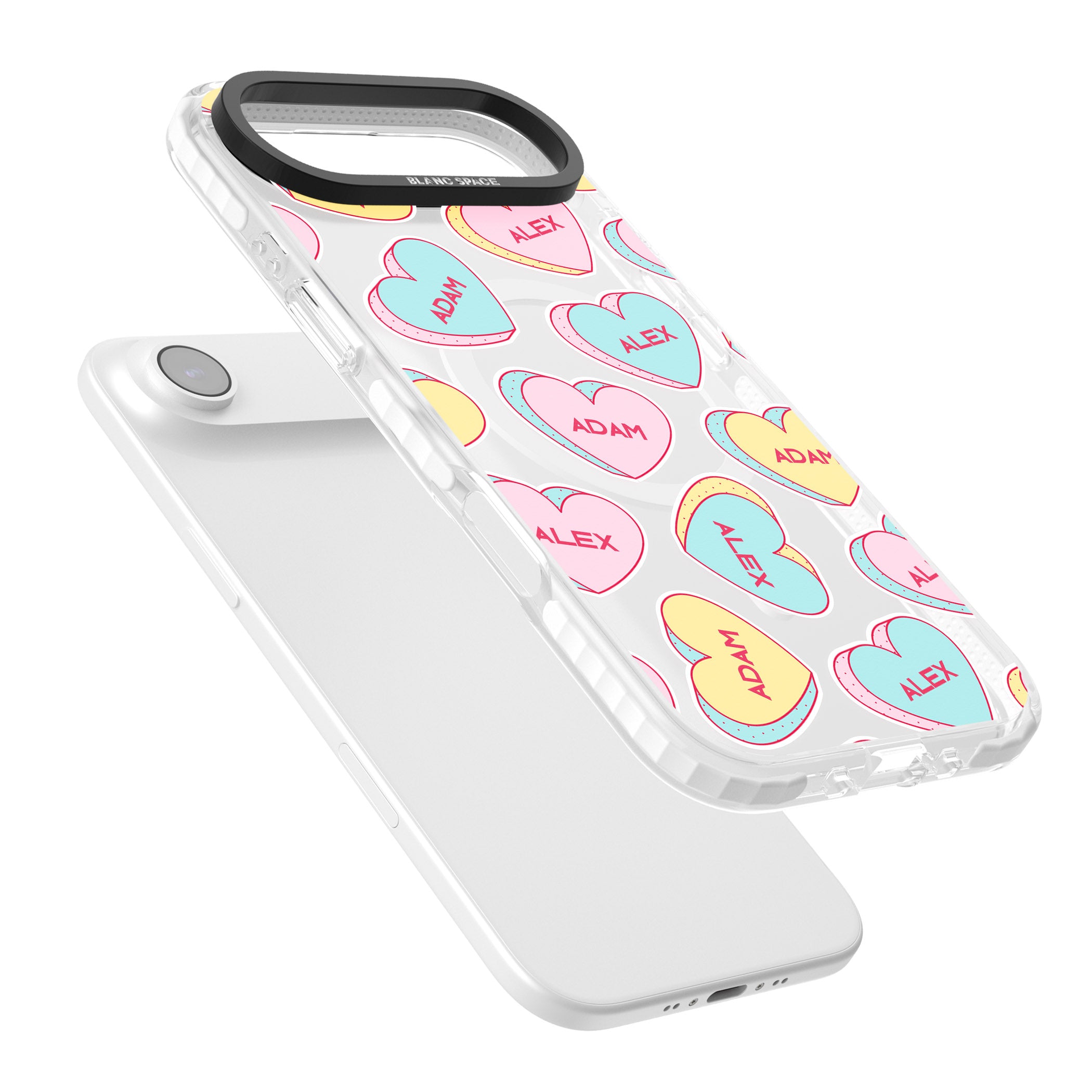 Personalised Love Hearts iPhone 17 Air Impact Pro Clear Phone Case Colours