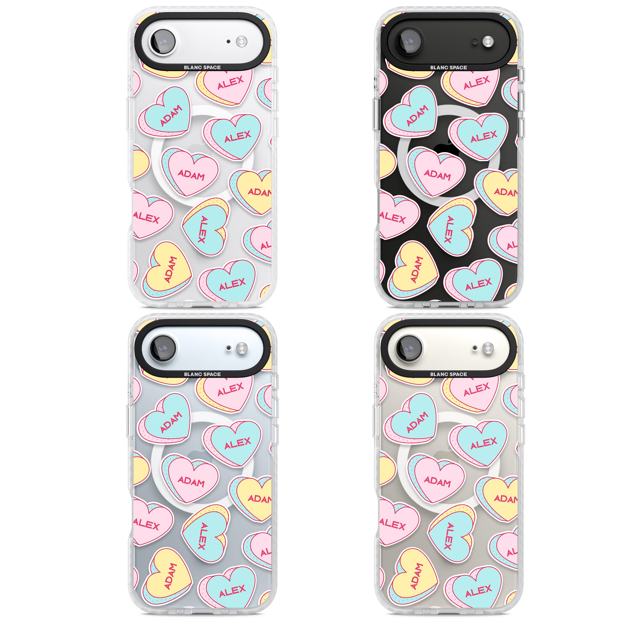 Personalised Love Hearts iPhone 17 Air Impact Pro Clear Phone Case APT Impact Protection