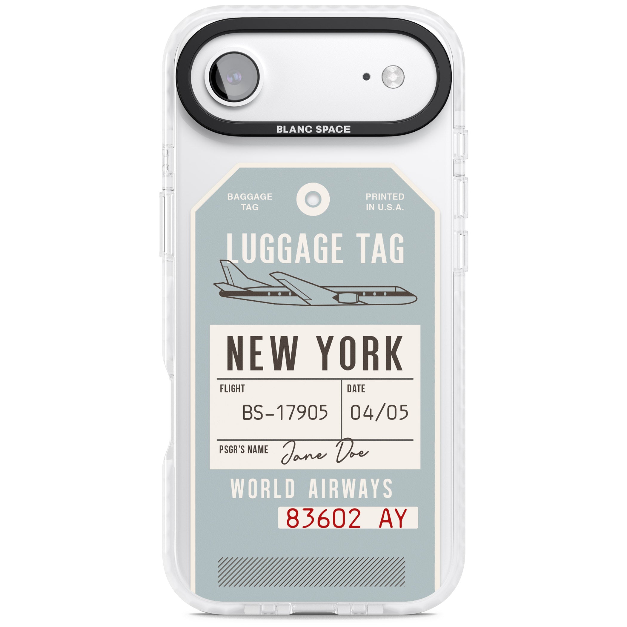 Personalised Vintage Usa Luggage Tag iPhone 17 Air Impact Pro Clear Phone Case