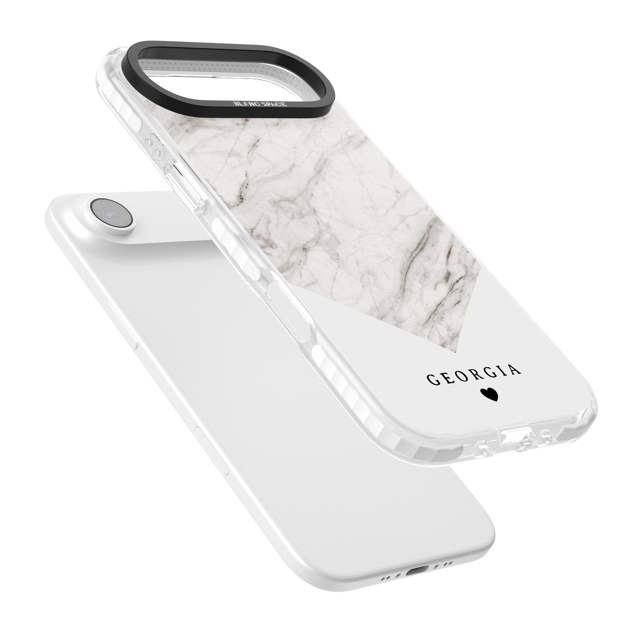 Personalised White Marble iPhone 17 Air Impact Pro Clear Phone Case Colours