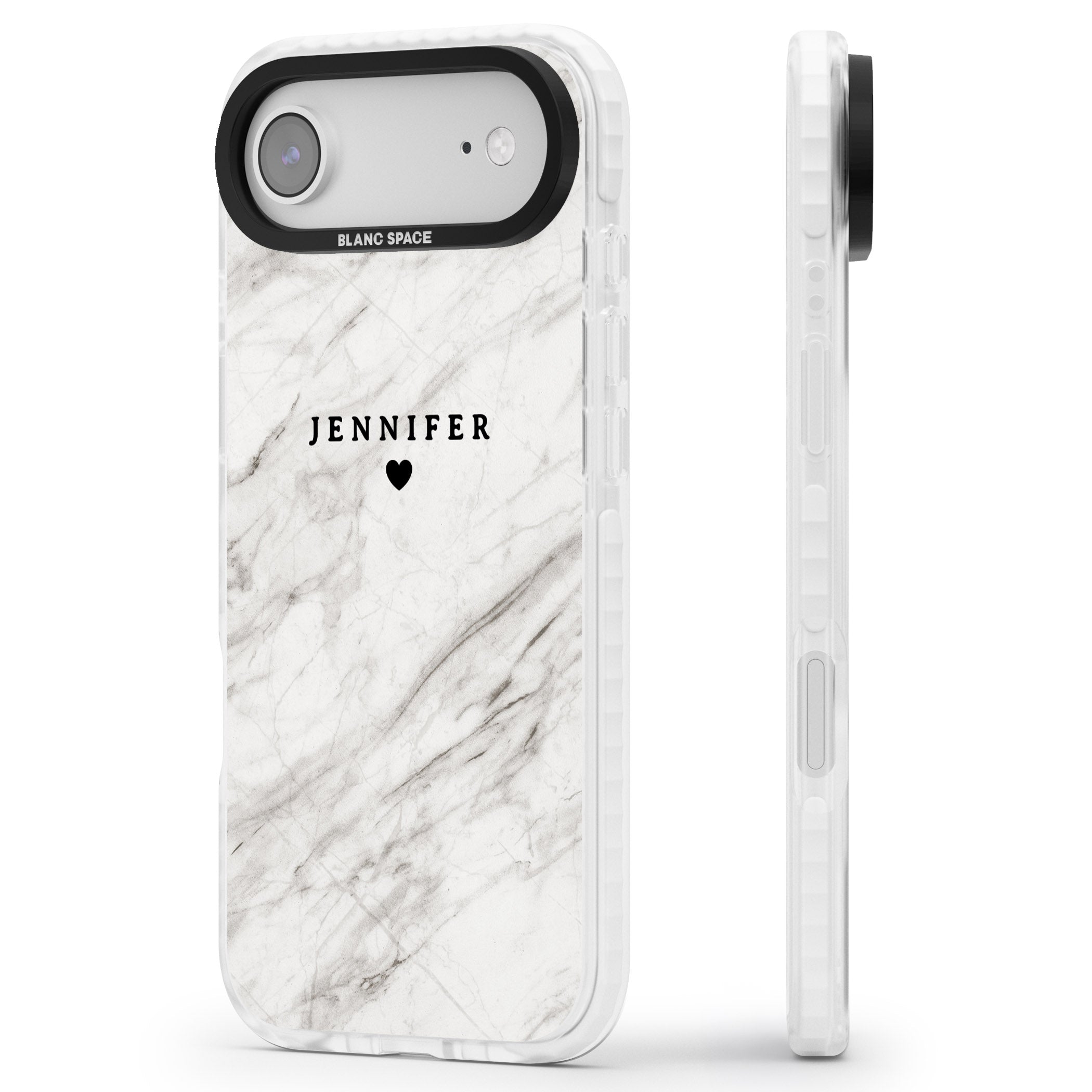 Personalised Light Grey Marble iPhone 17 Air Impact Pro Clear Phone Case Side Profile