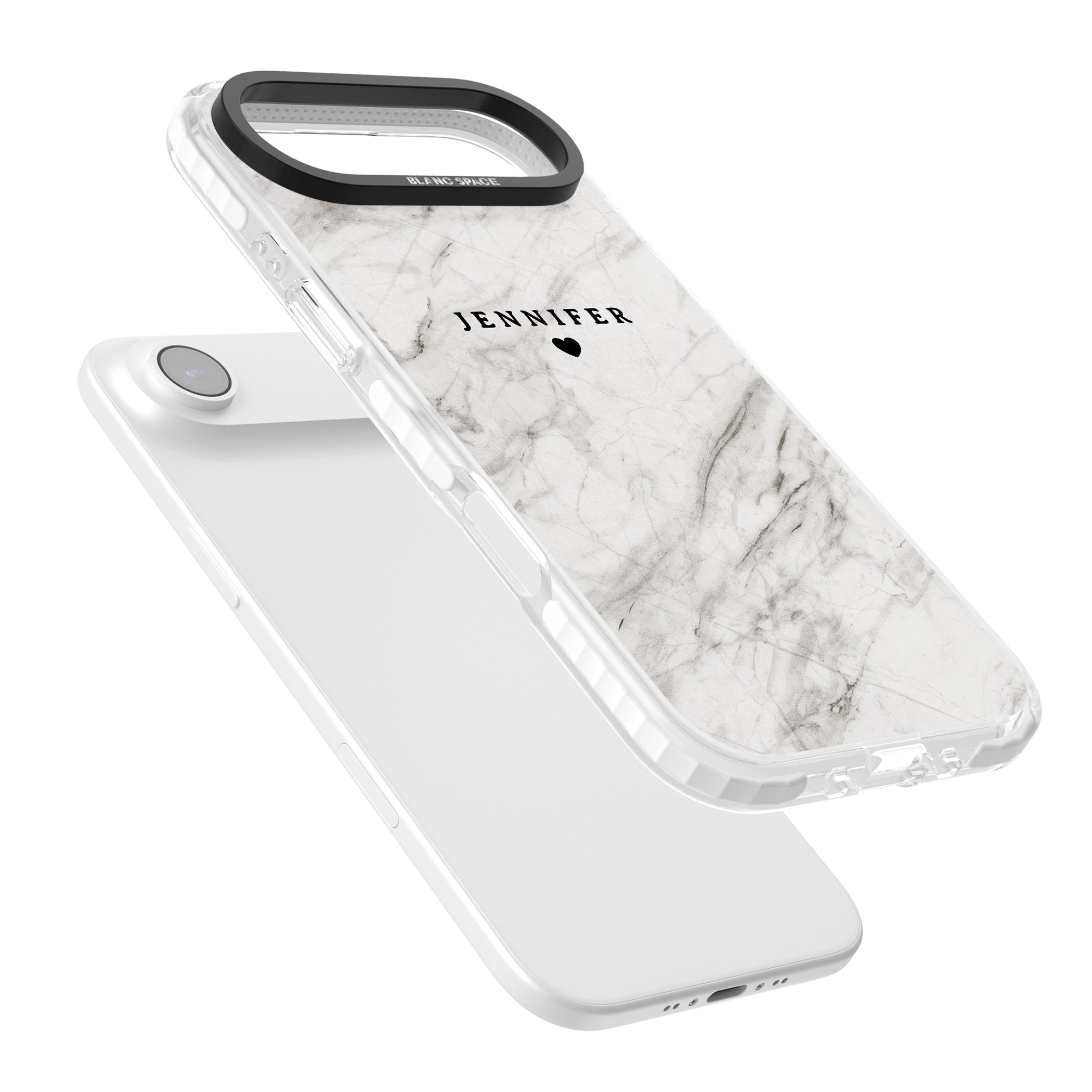 Personalised Light Grey Marble iPhone 17 Air Impact Pro Clear Phone Case Colours
