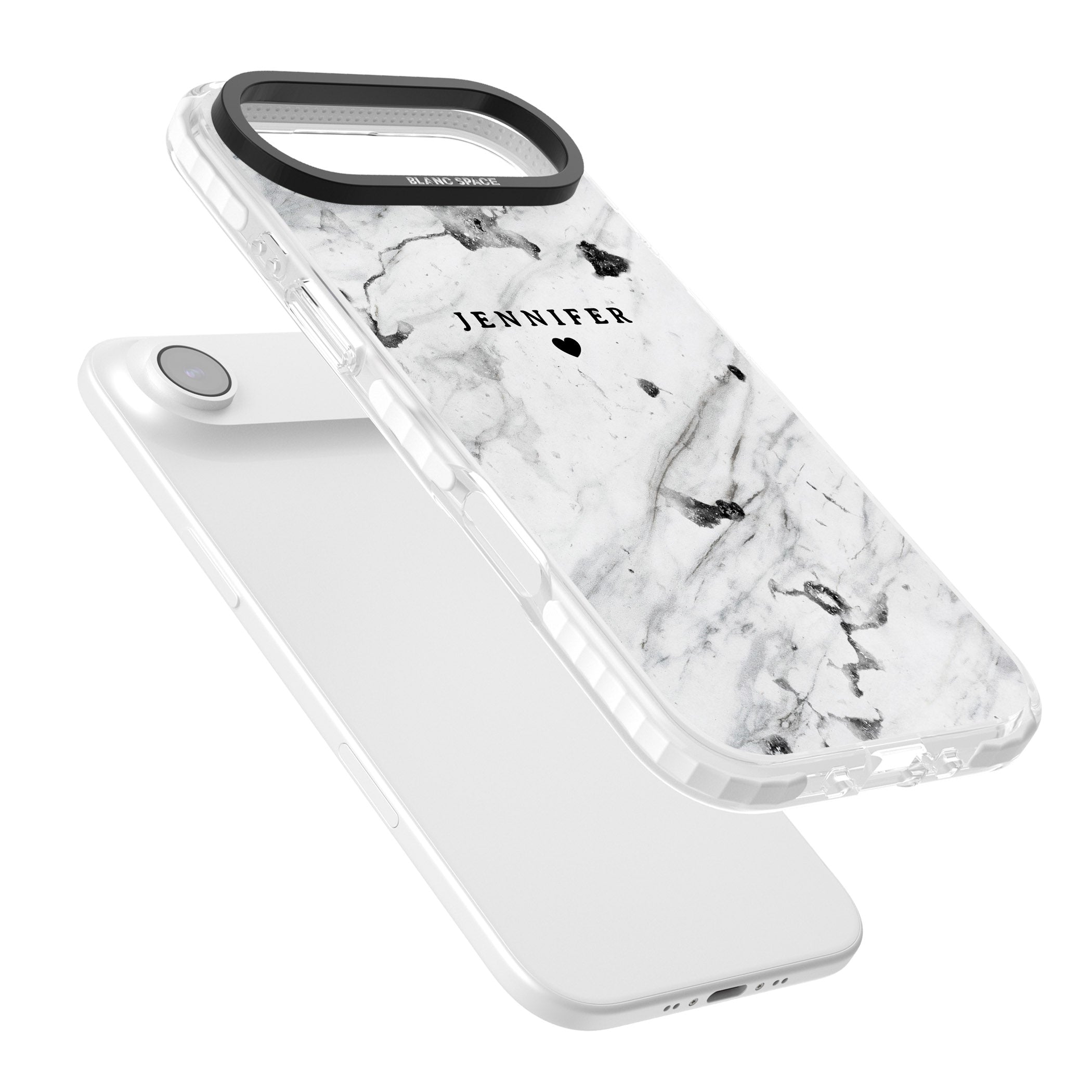 Personalised Marble Heart iPhone 17 Air Impact Pro Clear Phone Case Colours