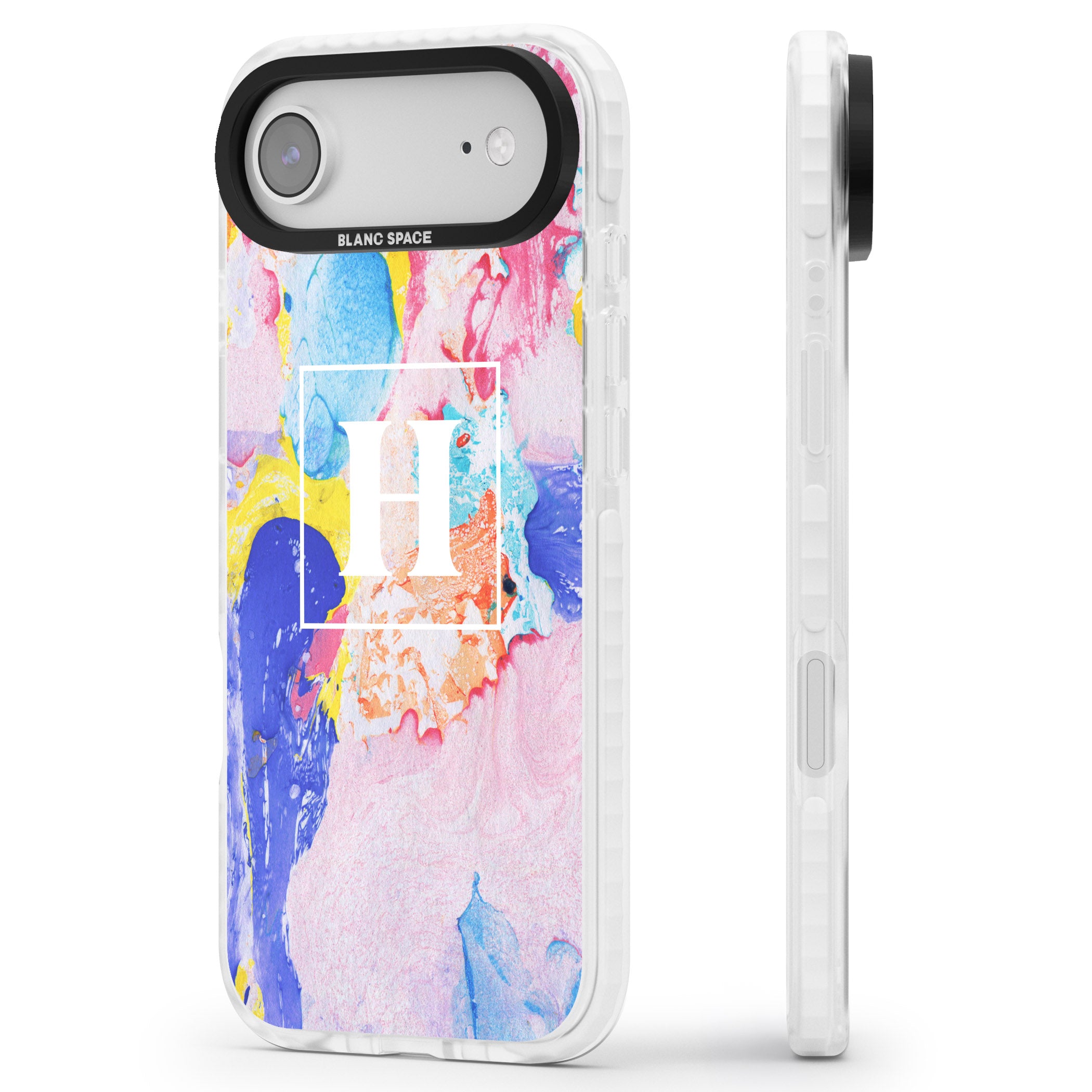 Personalised Pastel Marble Mix iPhone 17 Air Impact Pro Clear Phone Case Side Profile