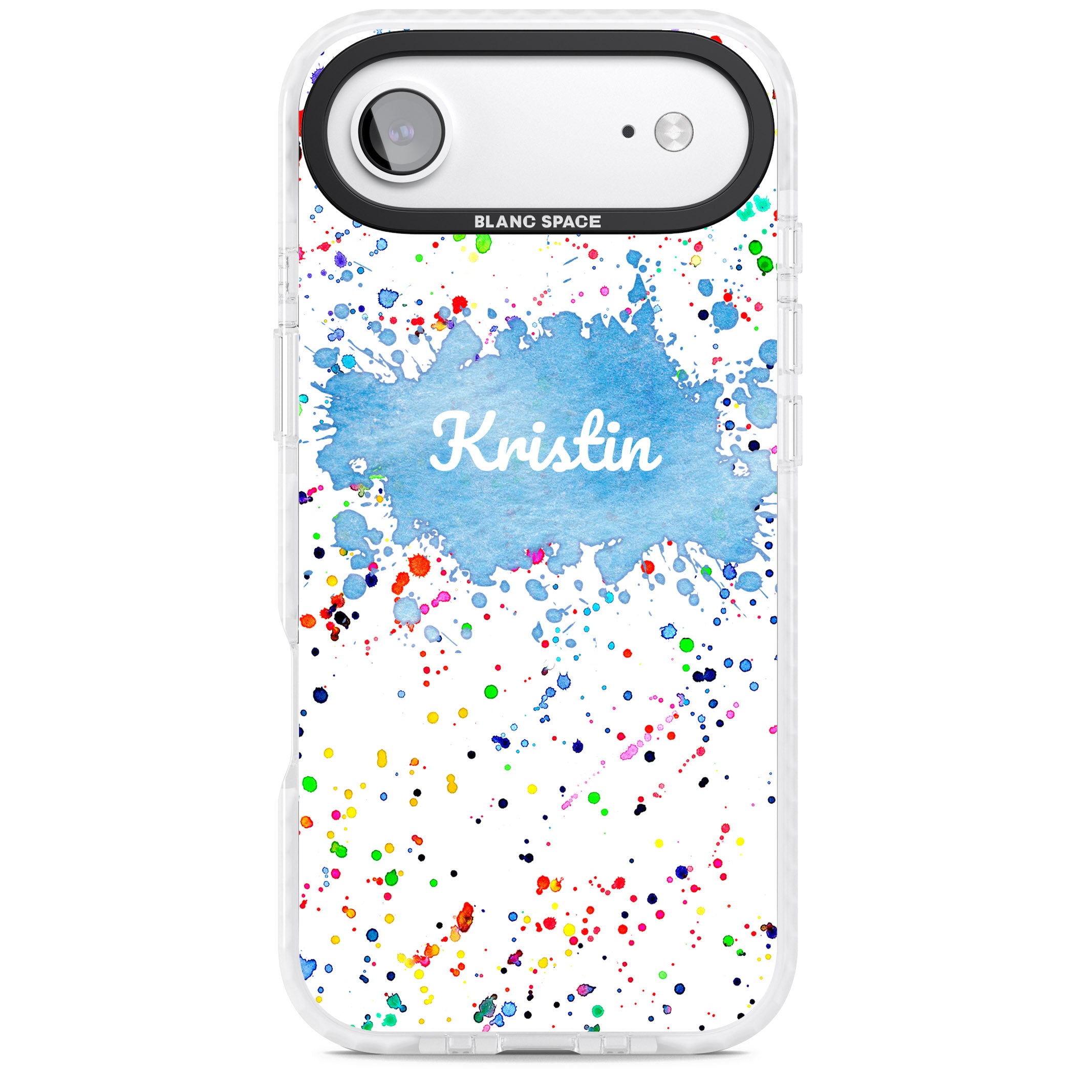 Personalised Rainbow Splatter Name iPhone 17 Air Impact Pro Clear Phone Case