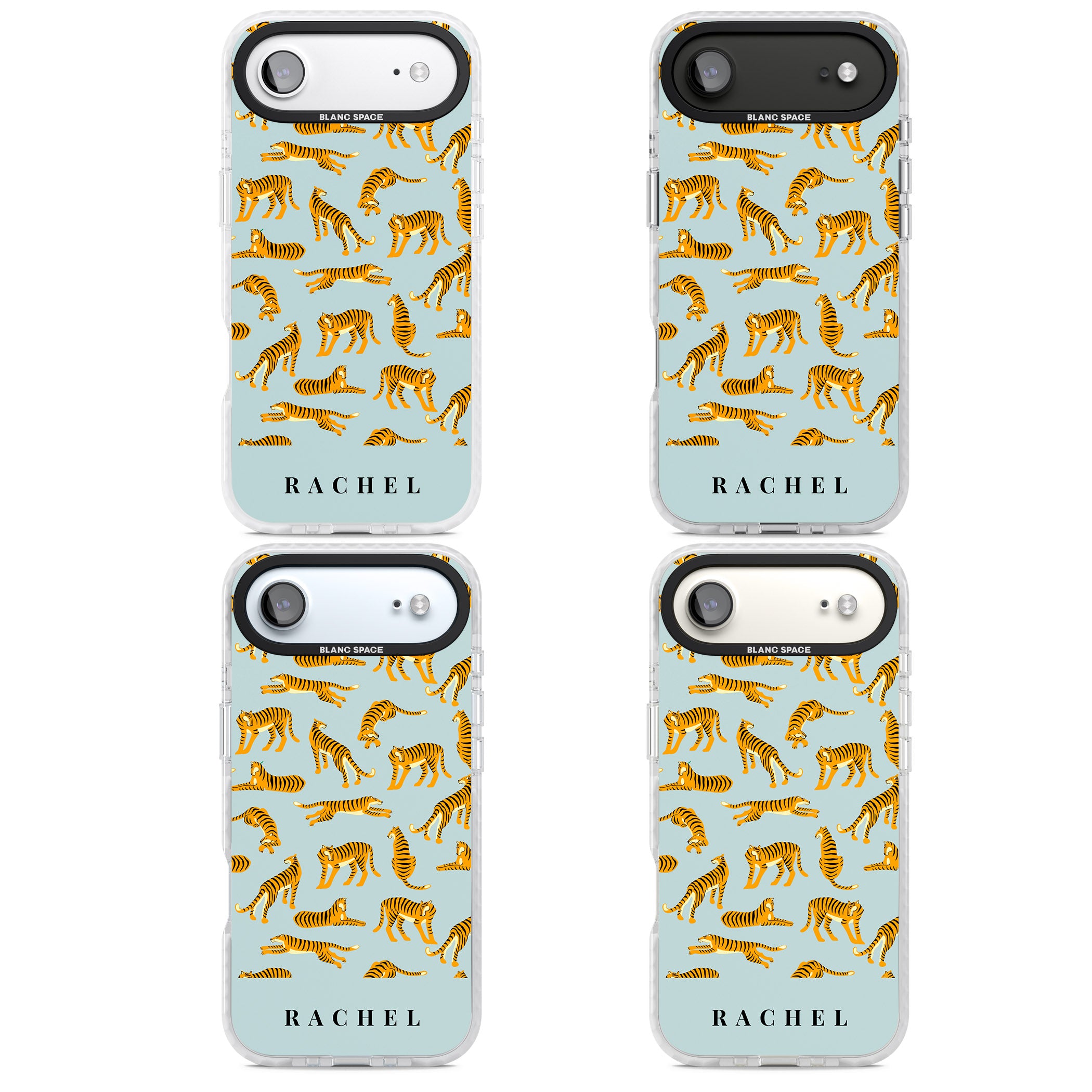 Personalised Turquoise Tiger Pattern iPhone 17 Air Impact Pro Clear Phone Case APT Impact Protection