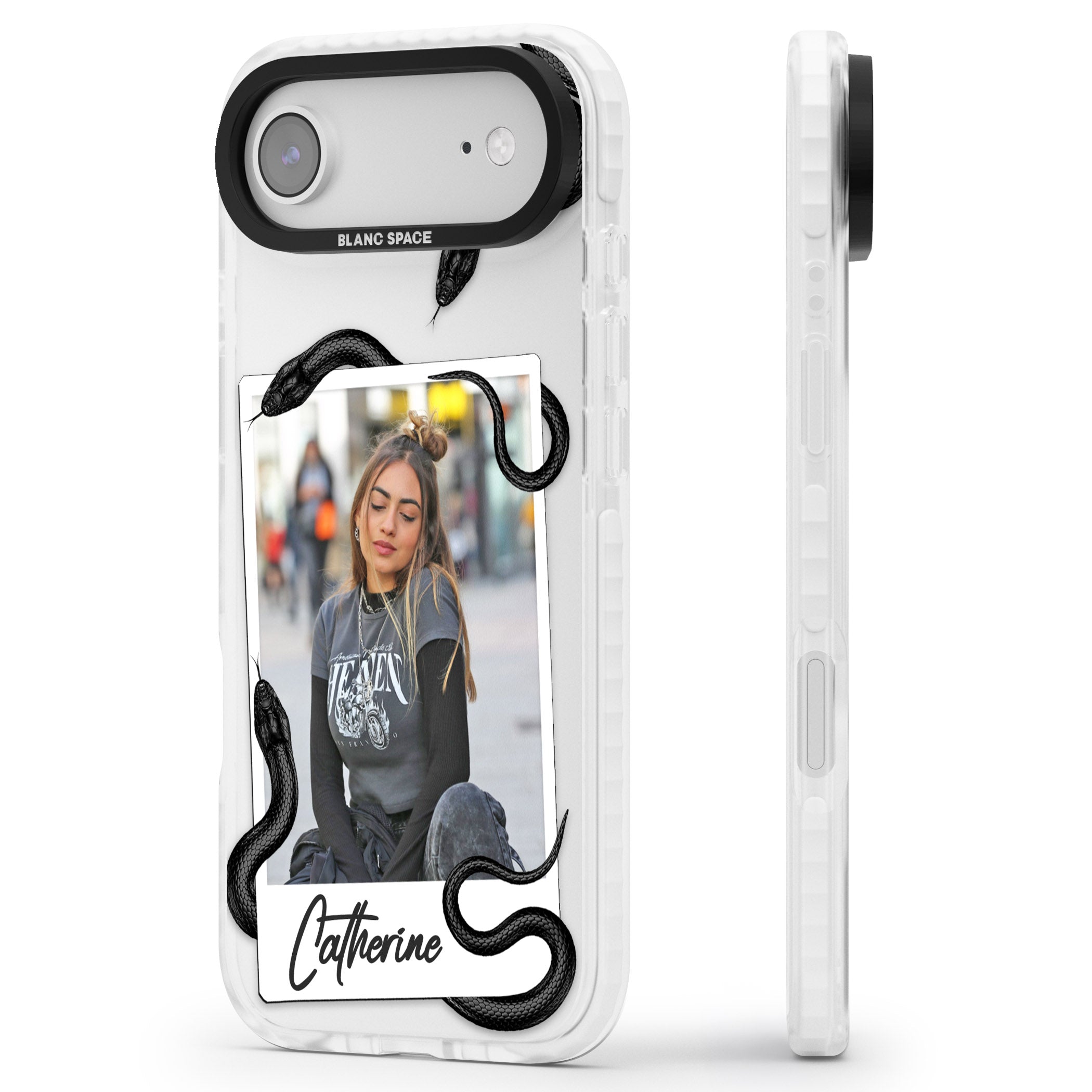 Personalised Snake Instant Photo iPhone 17 Air Impact Pro Clear Phone Case Side Profile