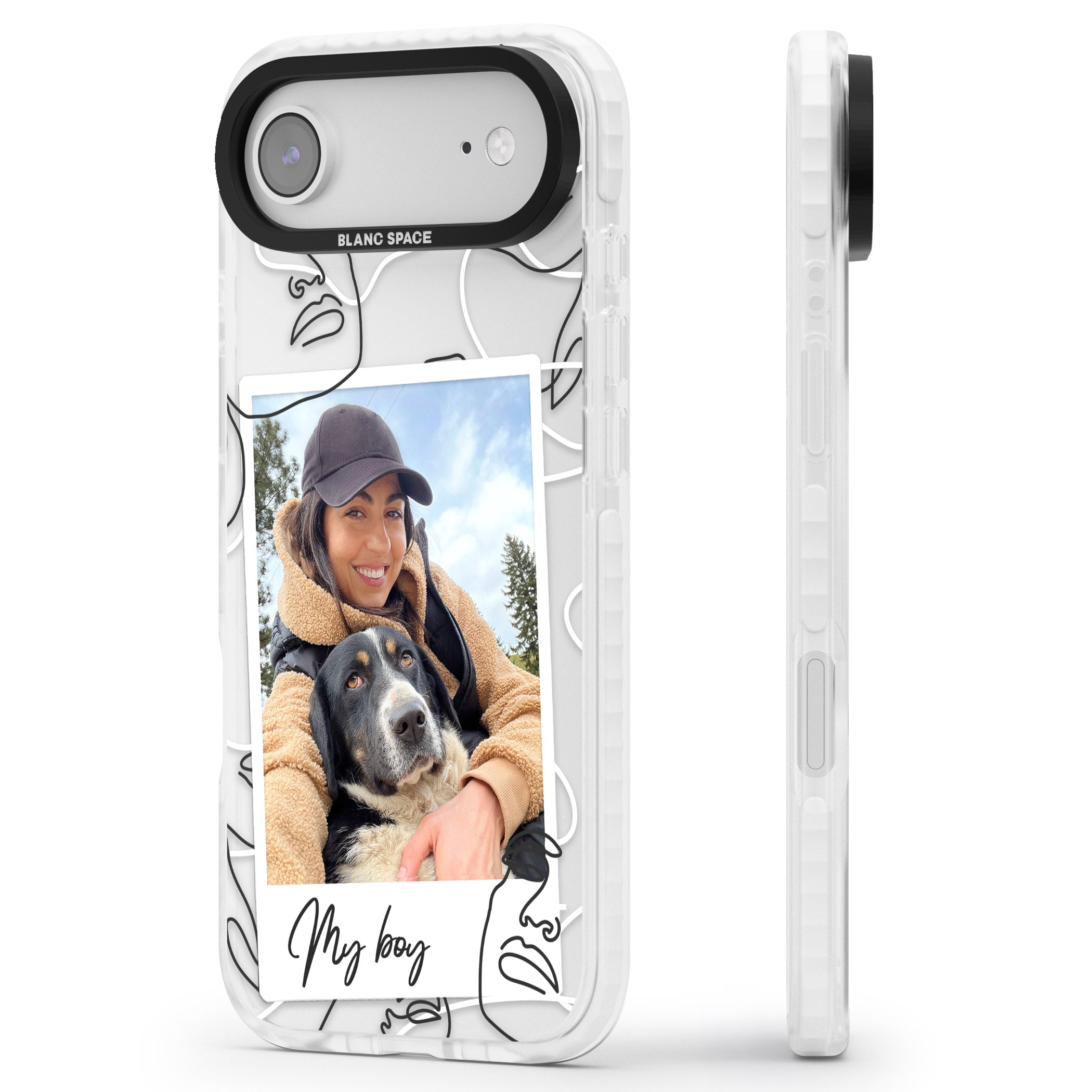 Personalised Abstract Faces Instant Photo iPhone 17 Air Impact Pro Clear Phone Case Side Profile