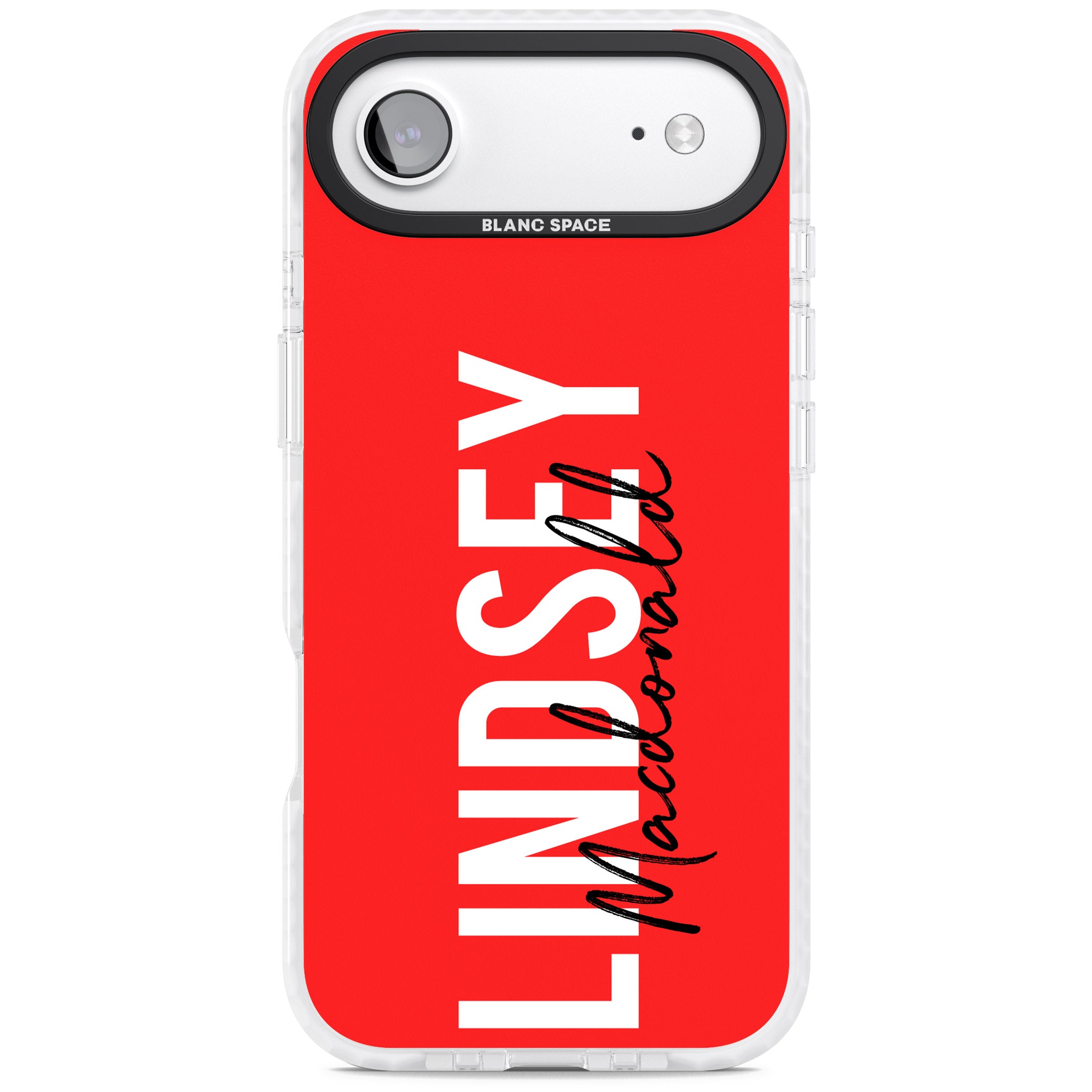 Personalised Bold Name: Red iPhone 17 Air Impact Pro Clear Phone Case