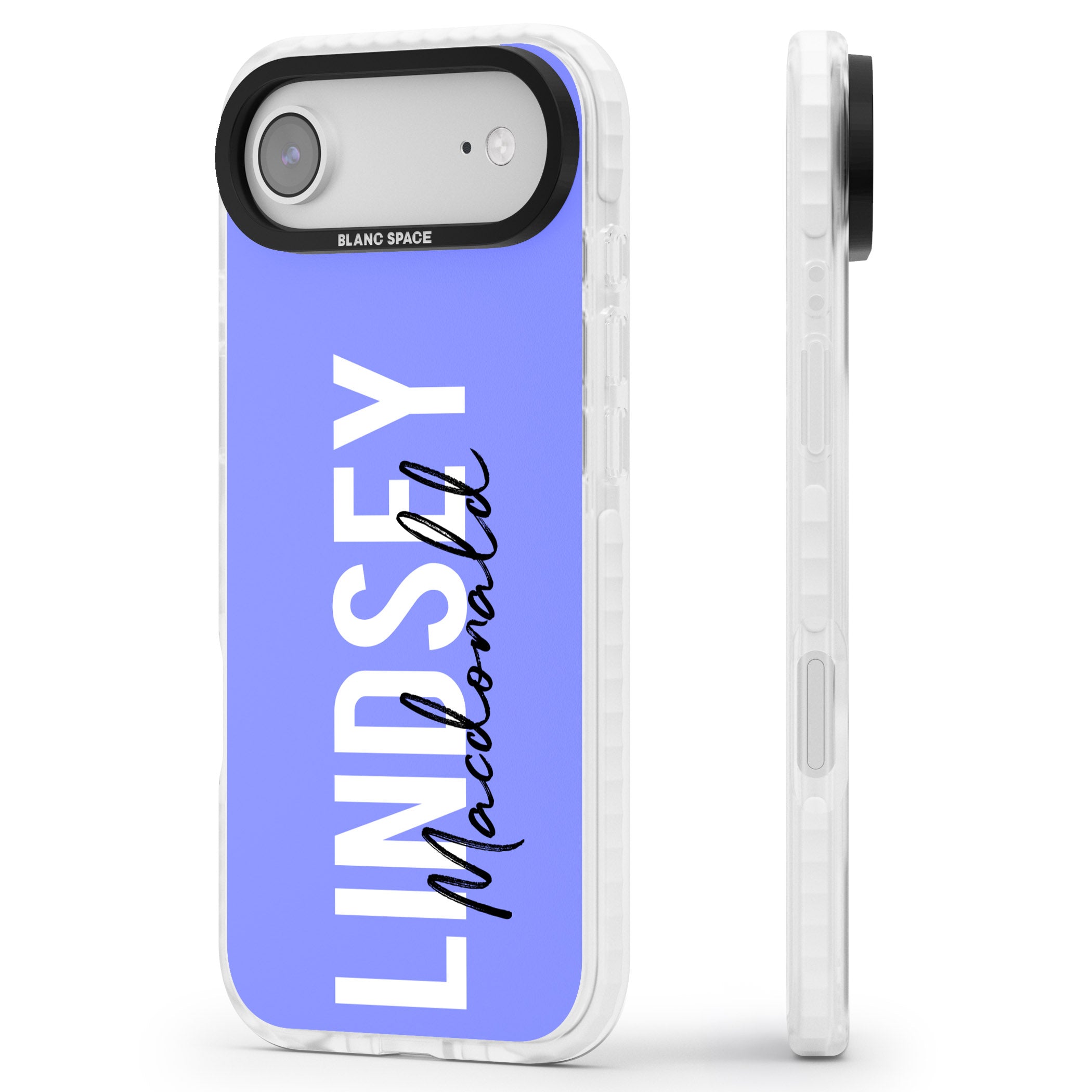 Personalised Bold Name: Purple iPhone 17 Air Impact Pro Clear Phone Case Side Profile