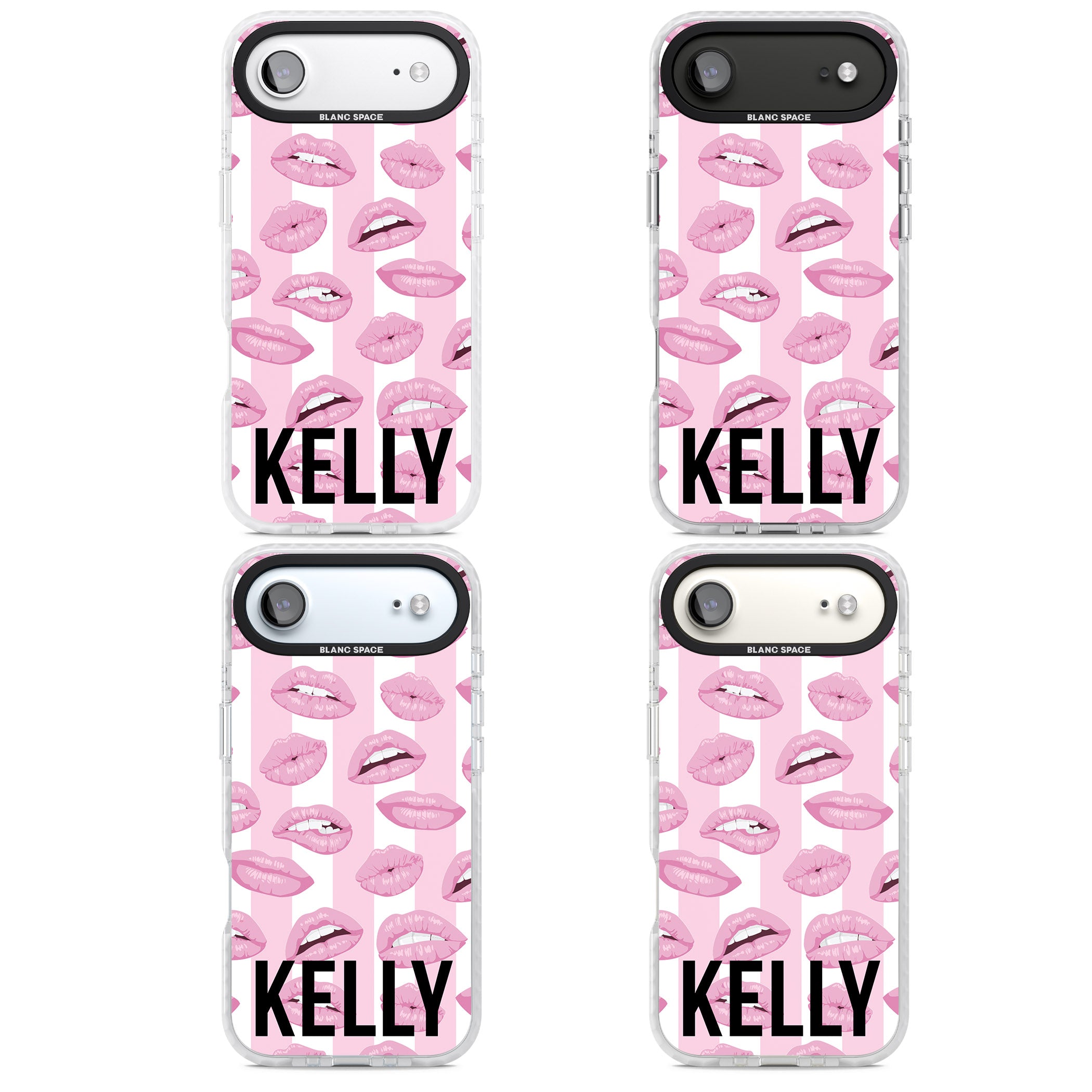 Personalised Pink Stripes & Lips iPhone 17 Air Impact Pro Clear Phone Case APT Impact Protection